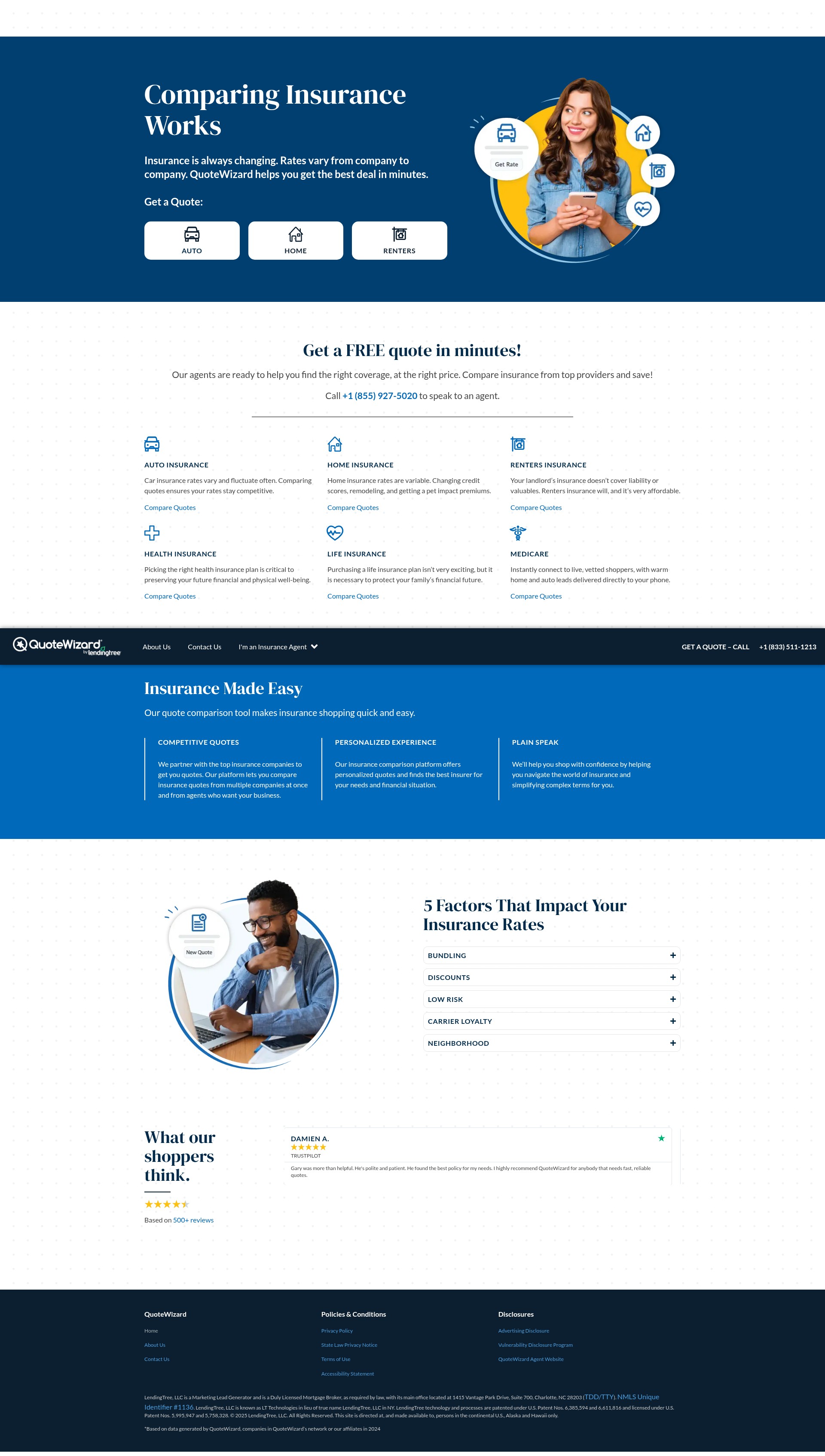 Screenshot of quotewizard.com