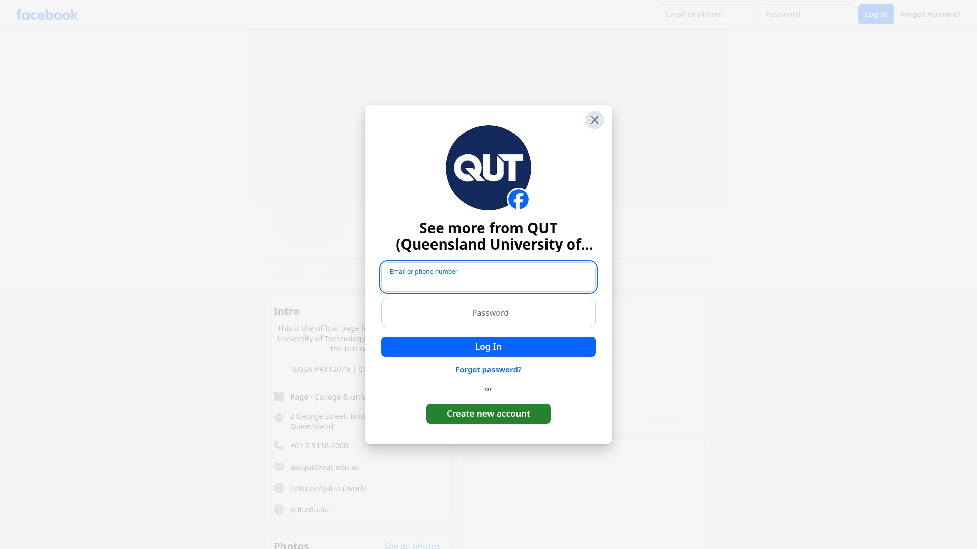 Screenshot of qut.edu.au