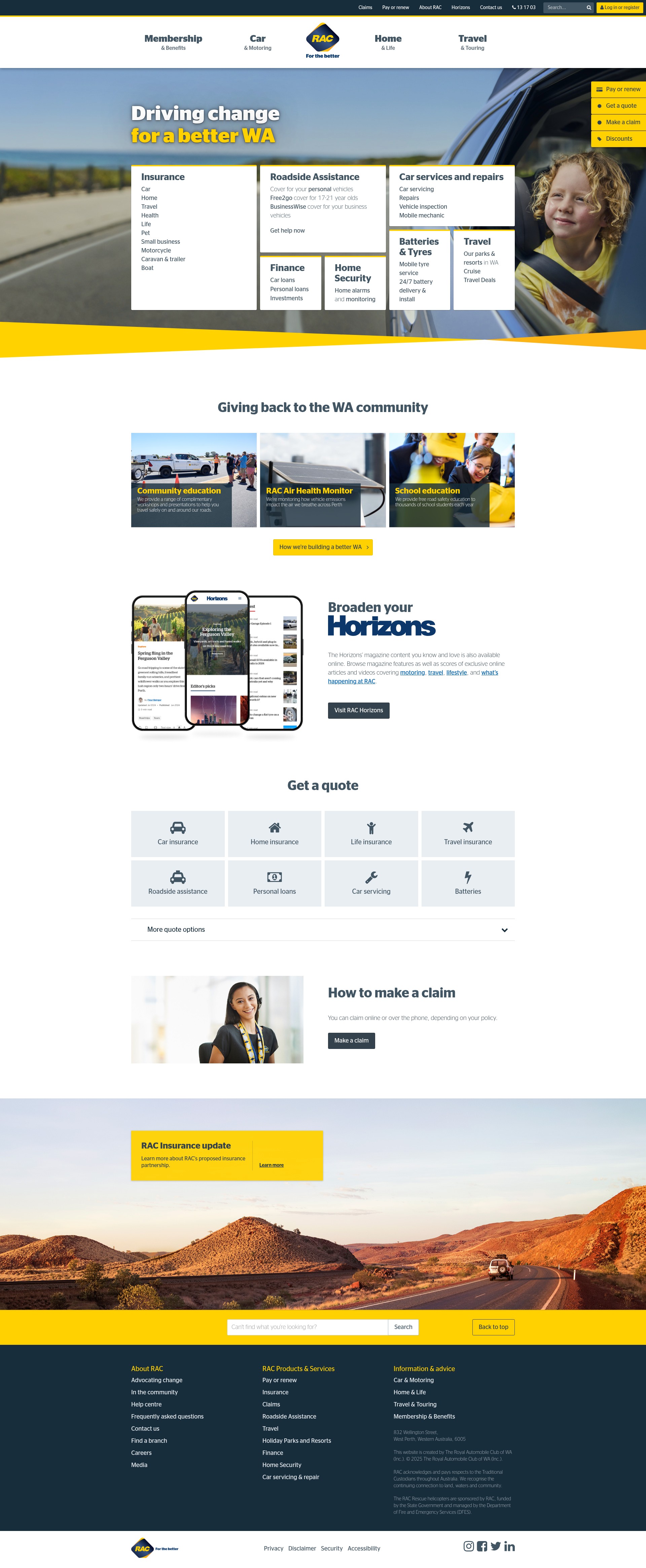 Screenshot of rac.com.au