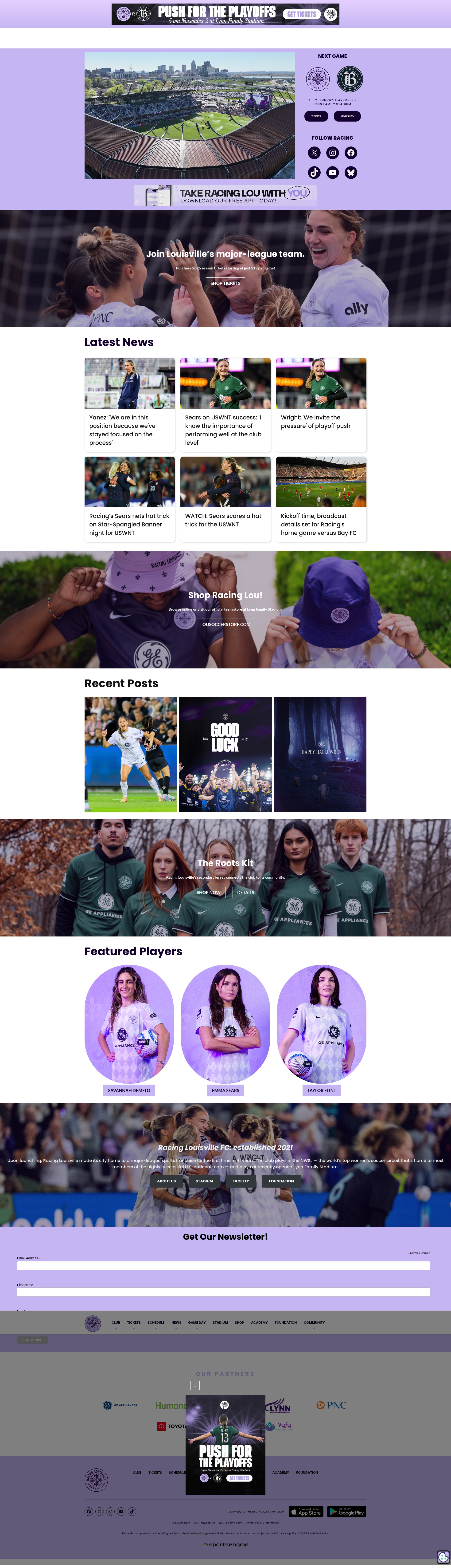 Screenshot of racingloufc.com