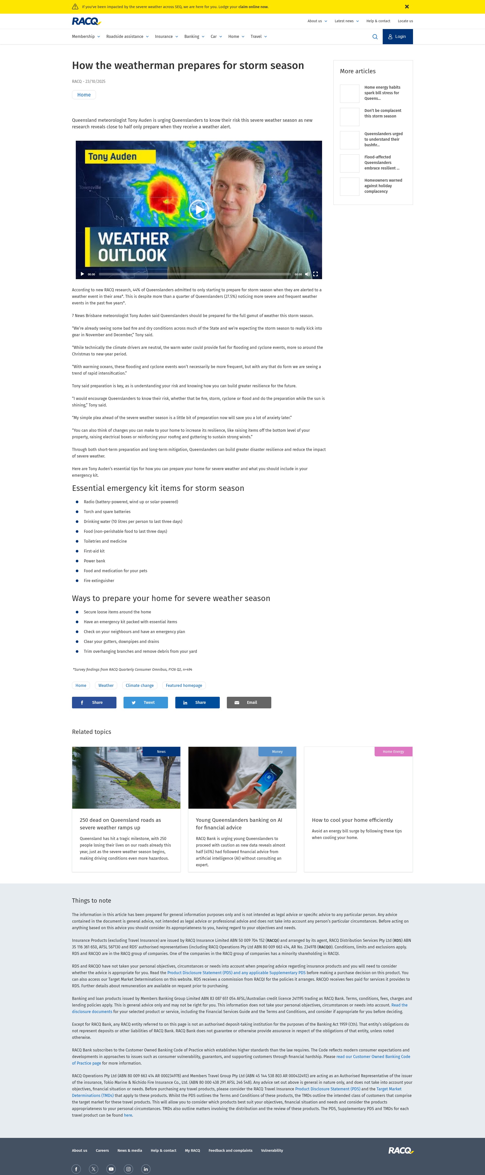 Screenshot of racq.com.au