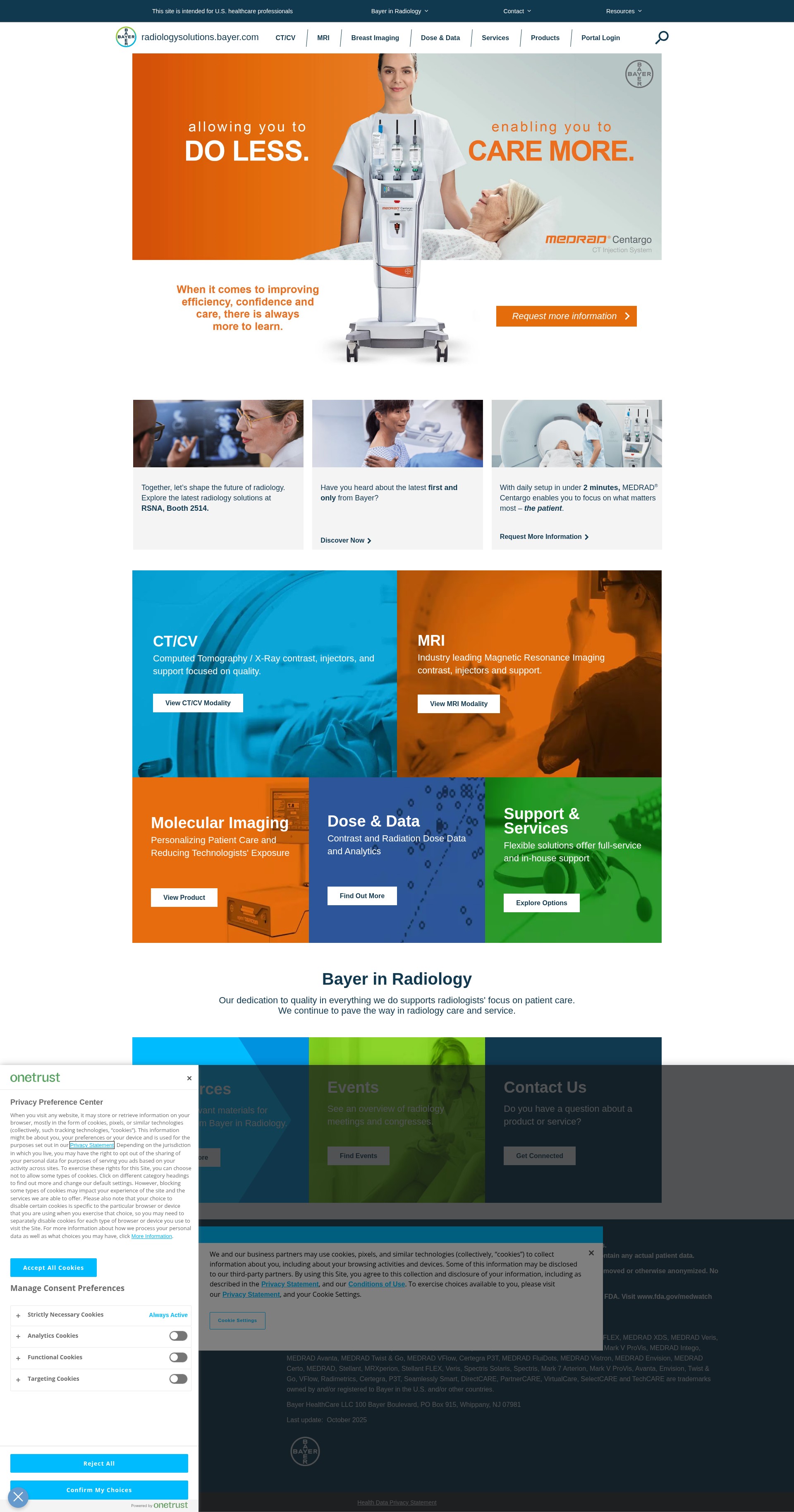 Screenshot of radiologysolutions.bayer.com