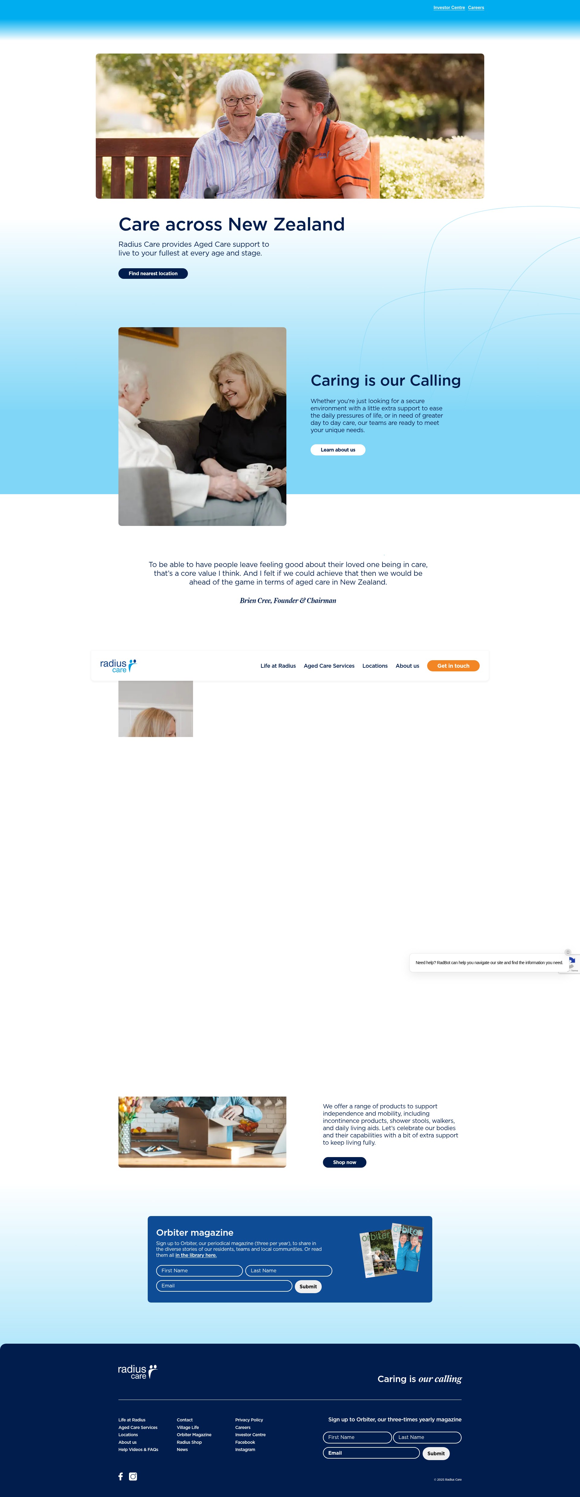 Screenshot of radiuscare.co.nz