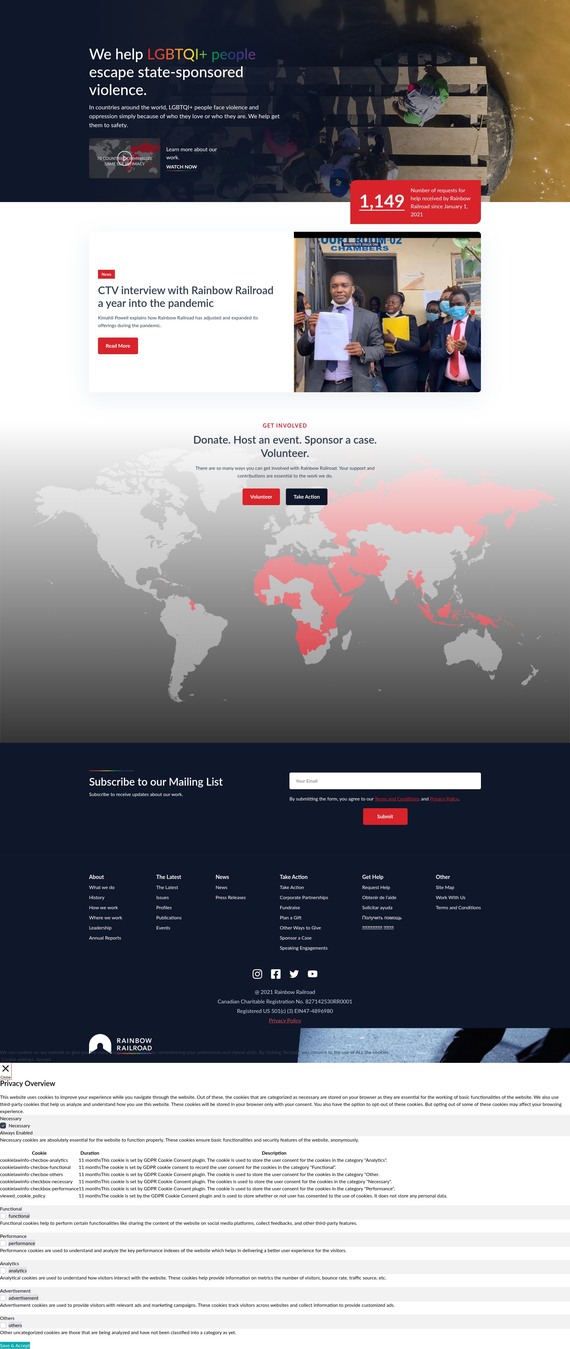 Screenshot of rainbowrailroad.org
