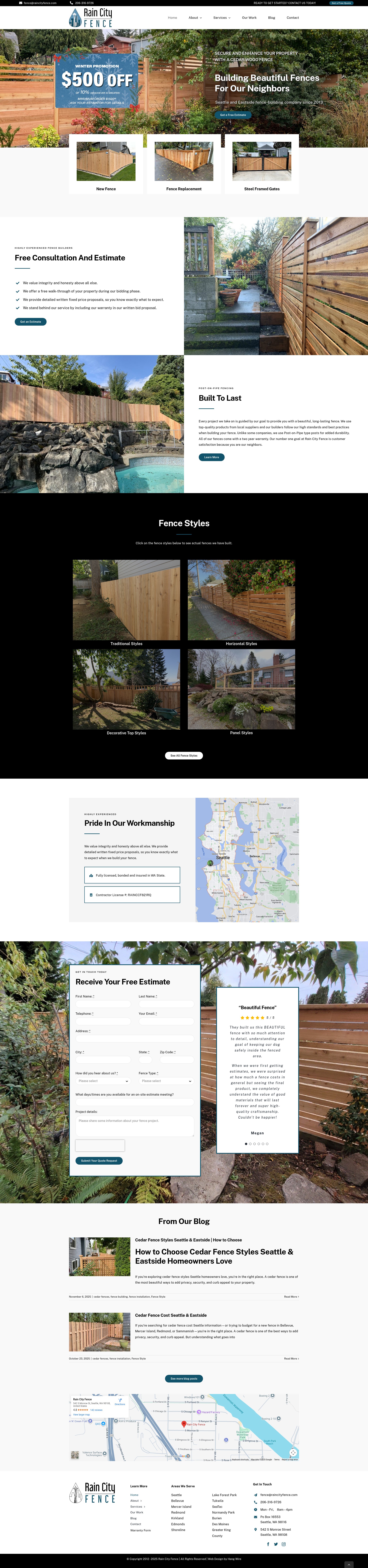 Screenshot of raincityfence.com