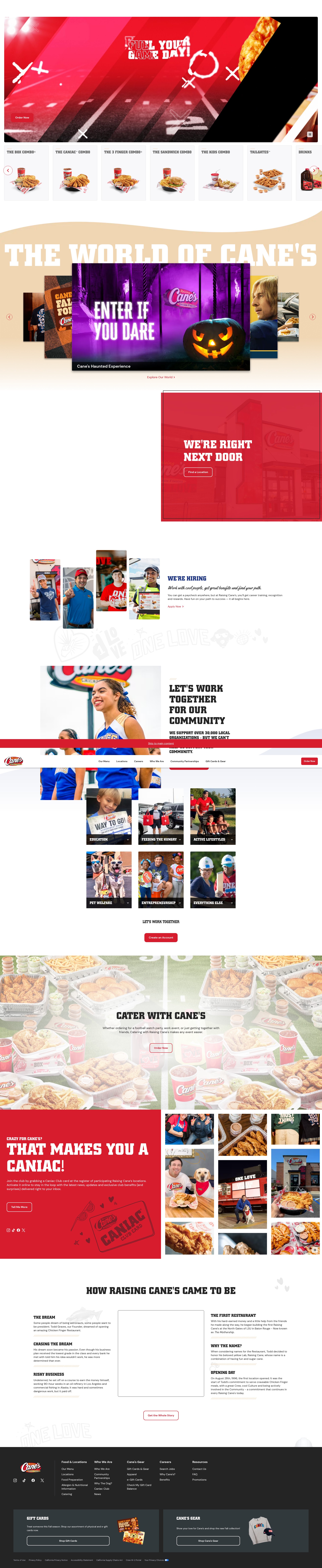 Screenshot of raisingcanes.com