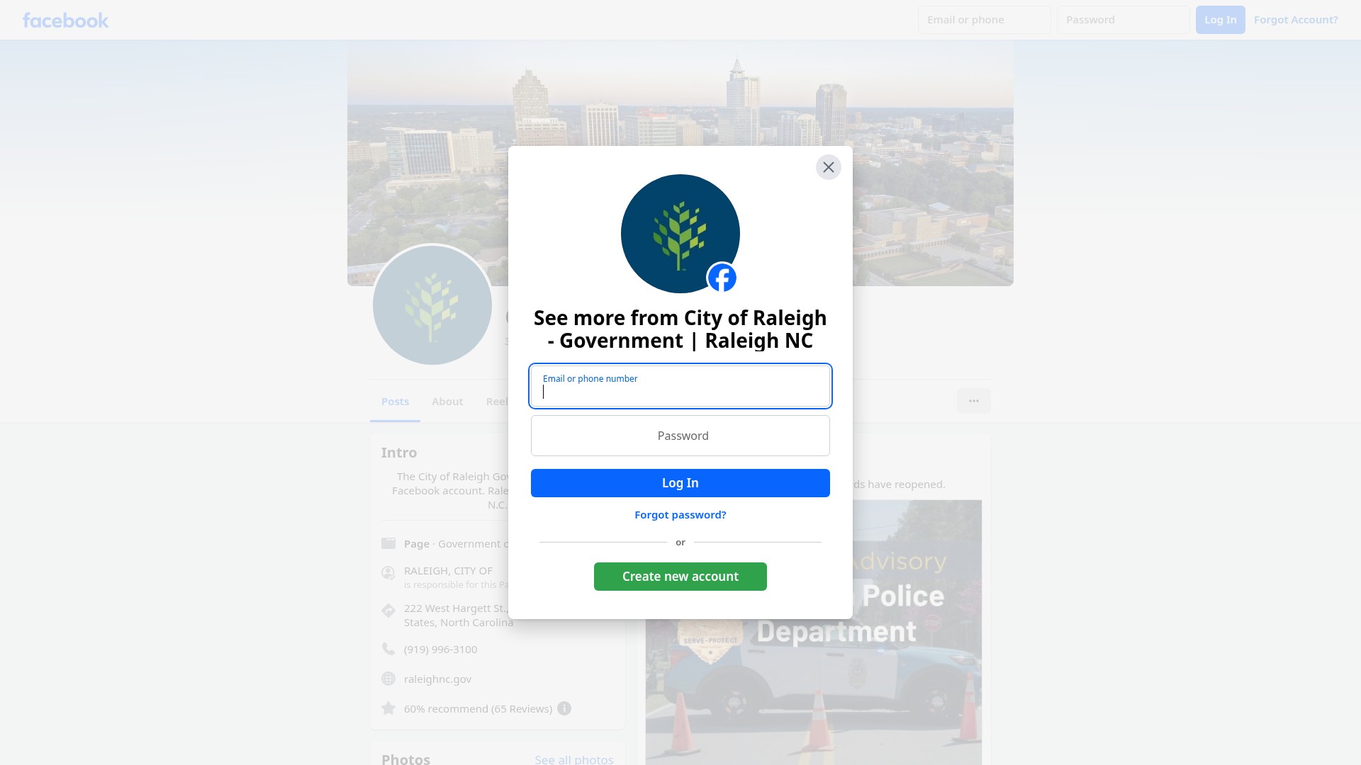 Screenshot of raleighnc.gov