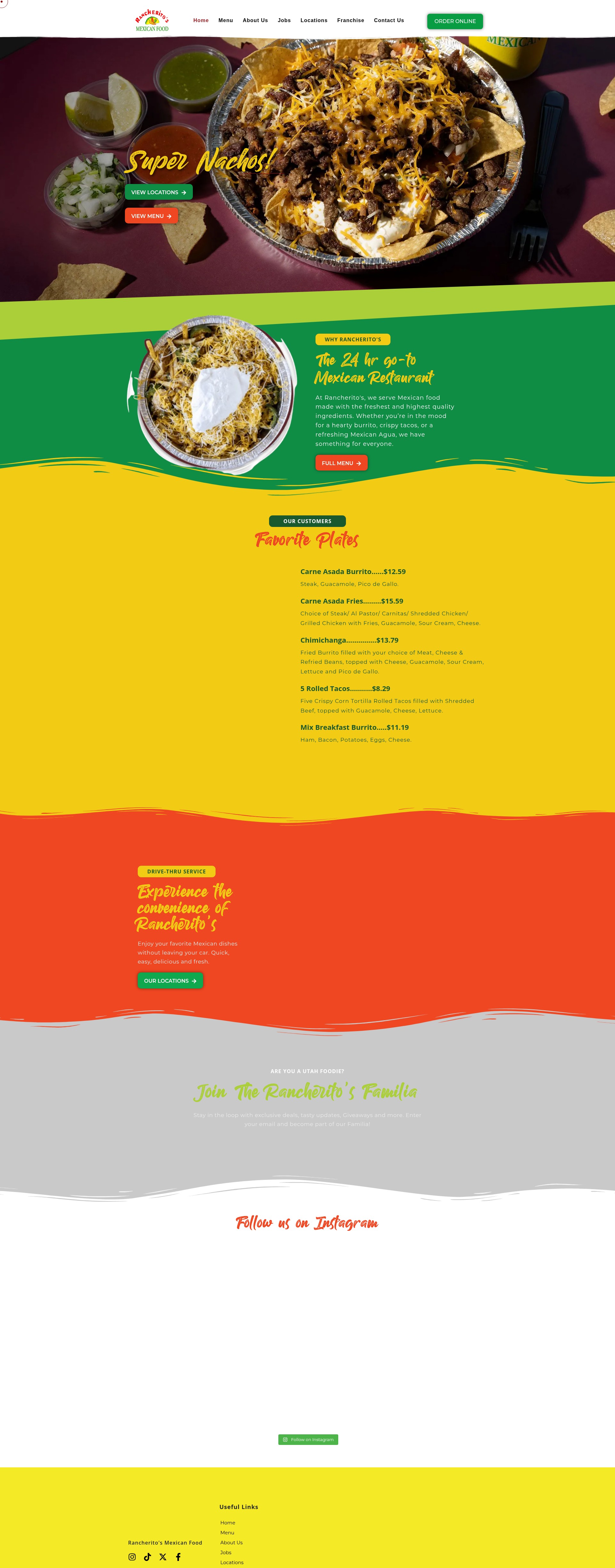 Screenshot of rancheritosmexicanfood.com