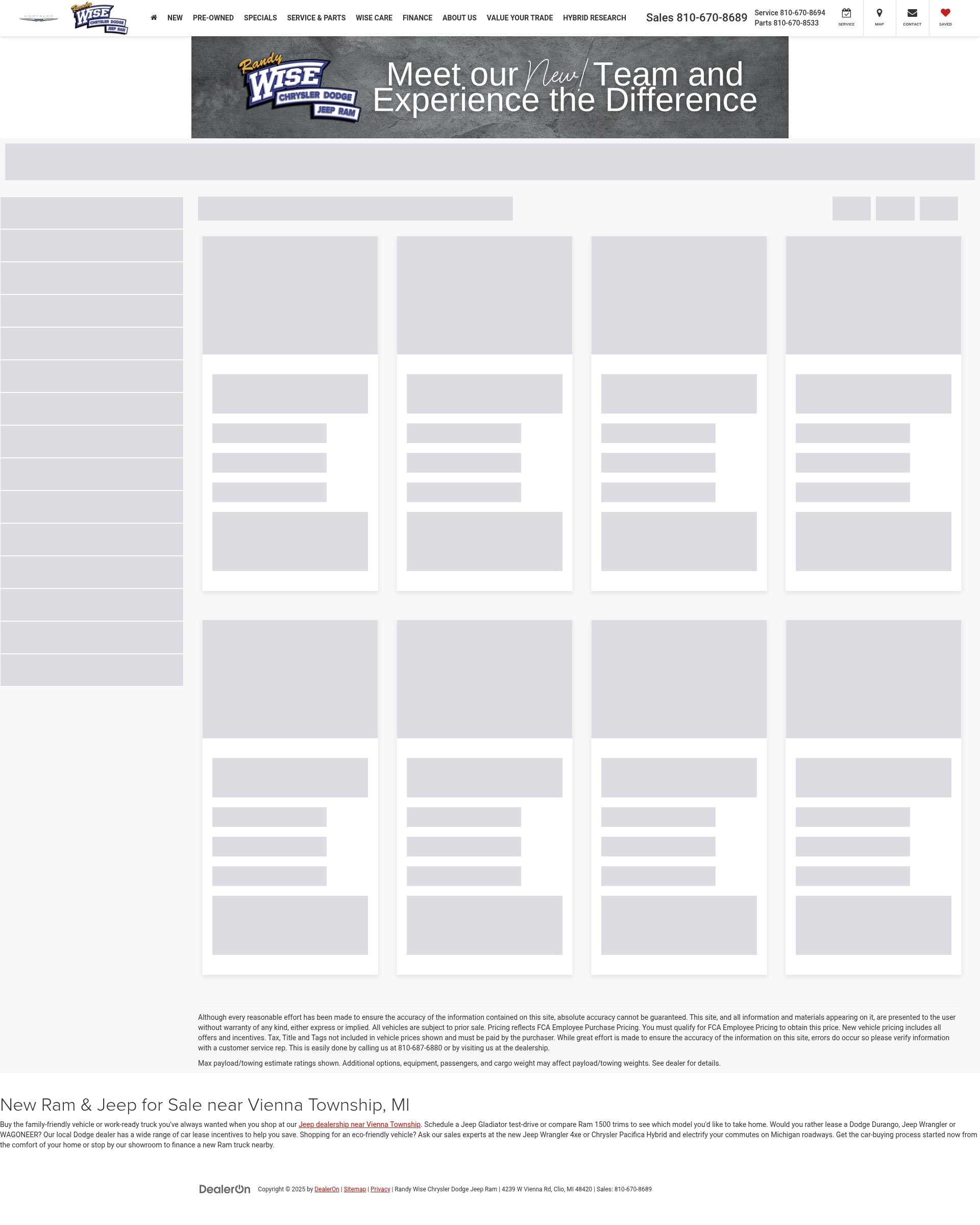 Screenshot of randywisechryslerdodgejeepram.com
