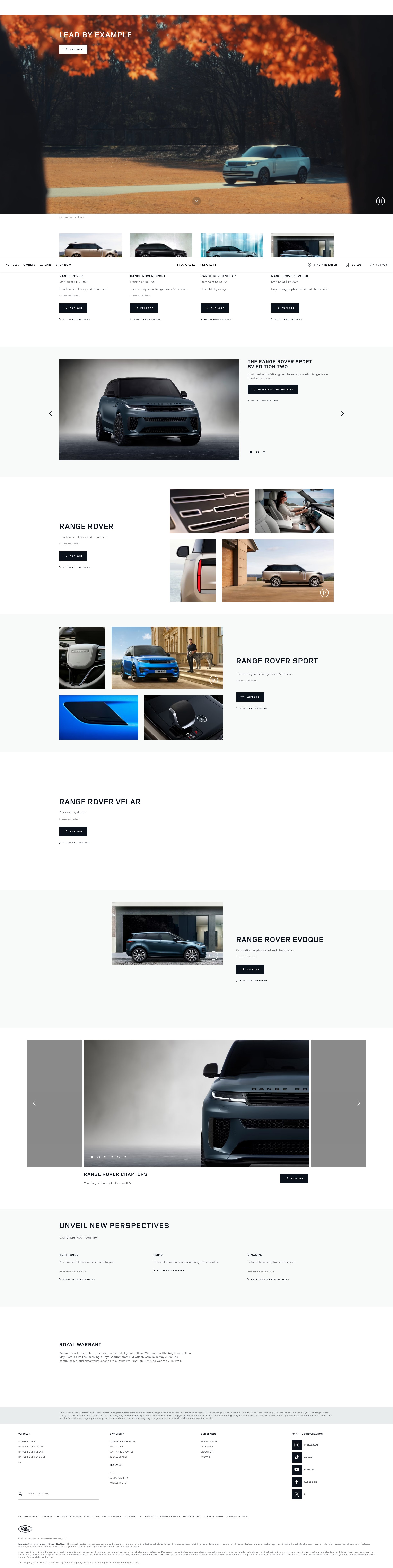 Screenshot of rangerover.com