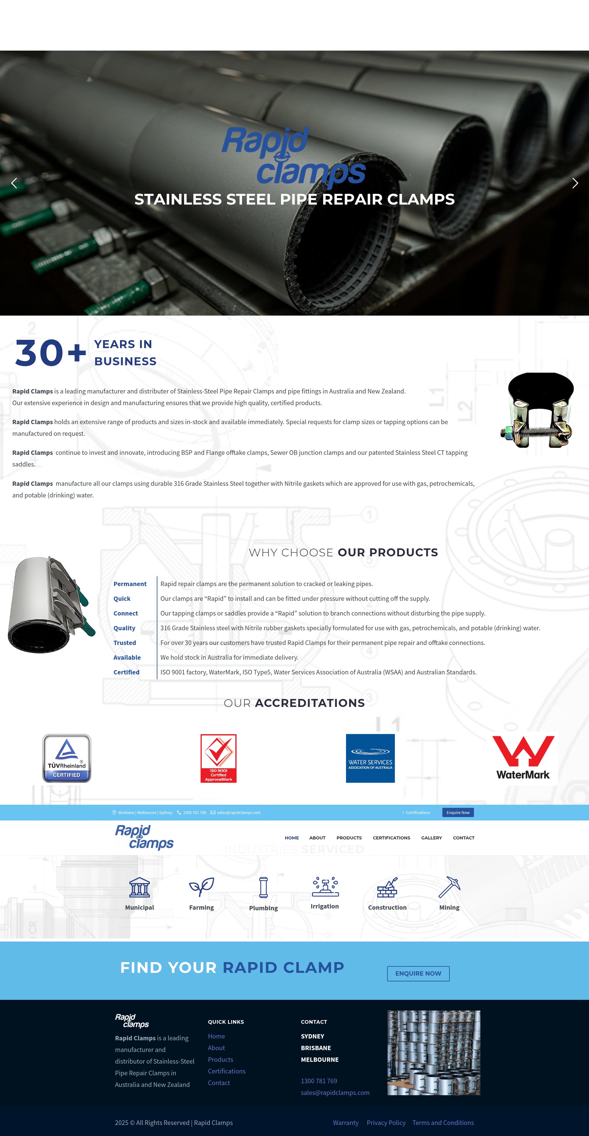 Screenshot of rapidclamps.com