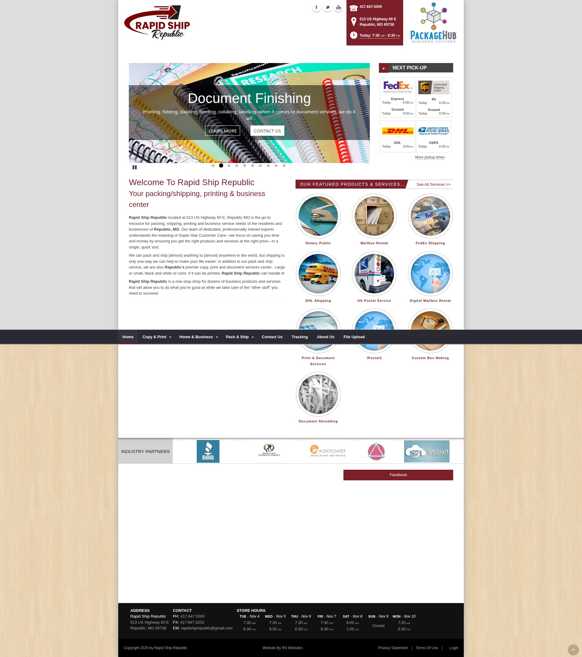 Screenshot of rapidshiprepublic.com