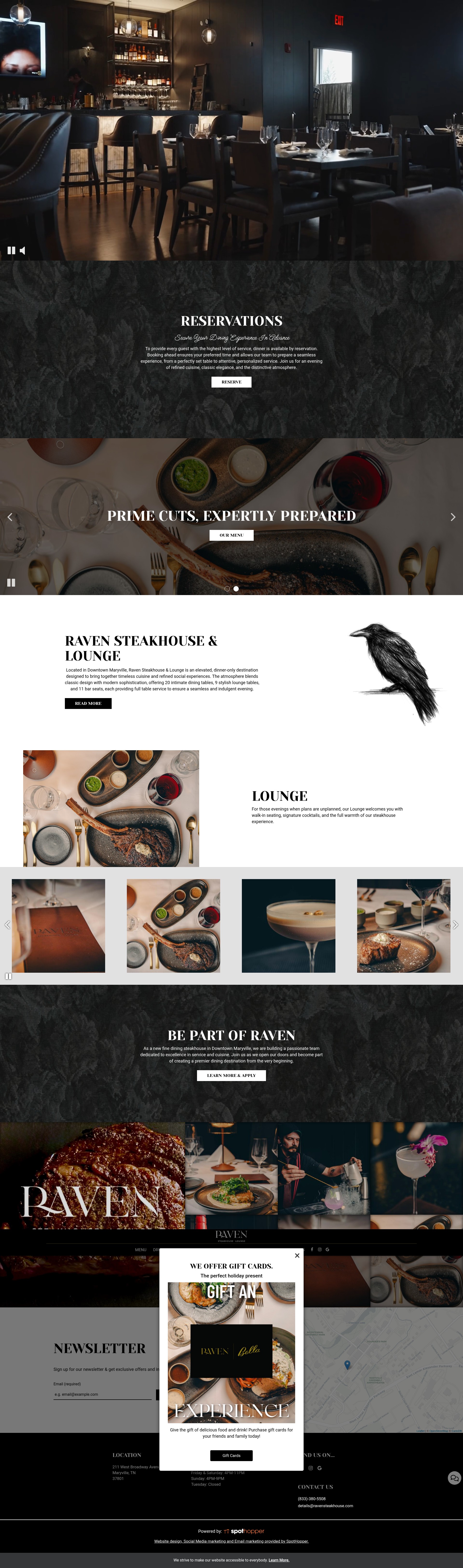 Screenshot of ravensteakhouse.com