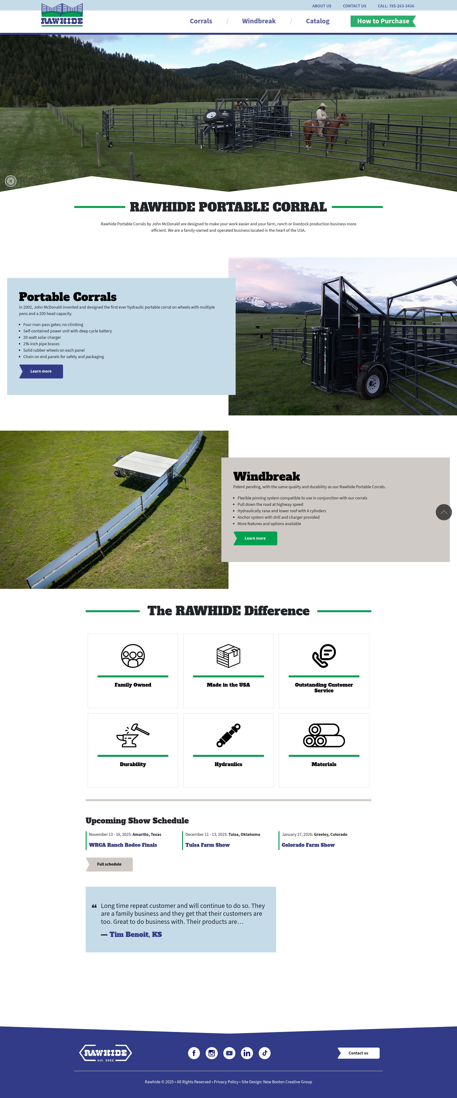 Screenshot of rawhideportablecorral.com
