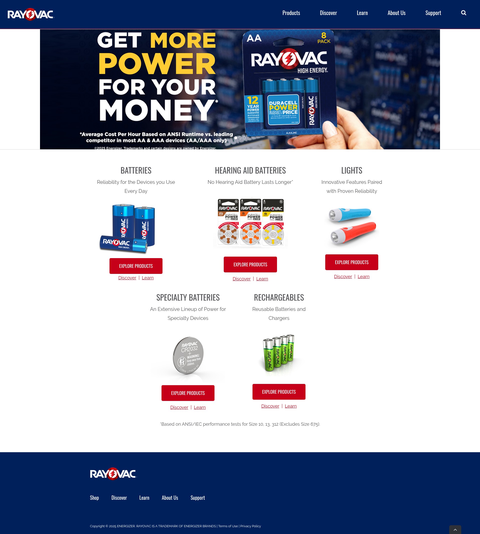 Screenshot of rayovac.com