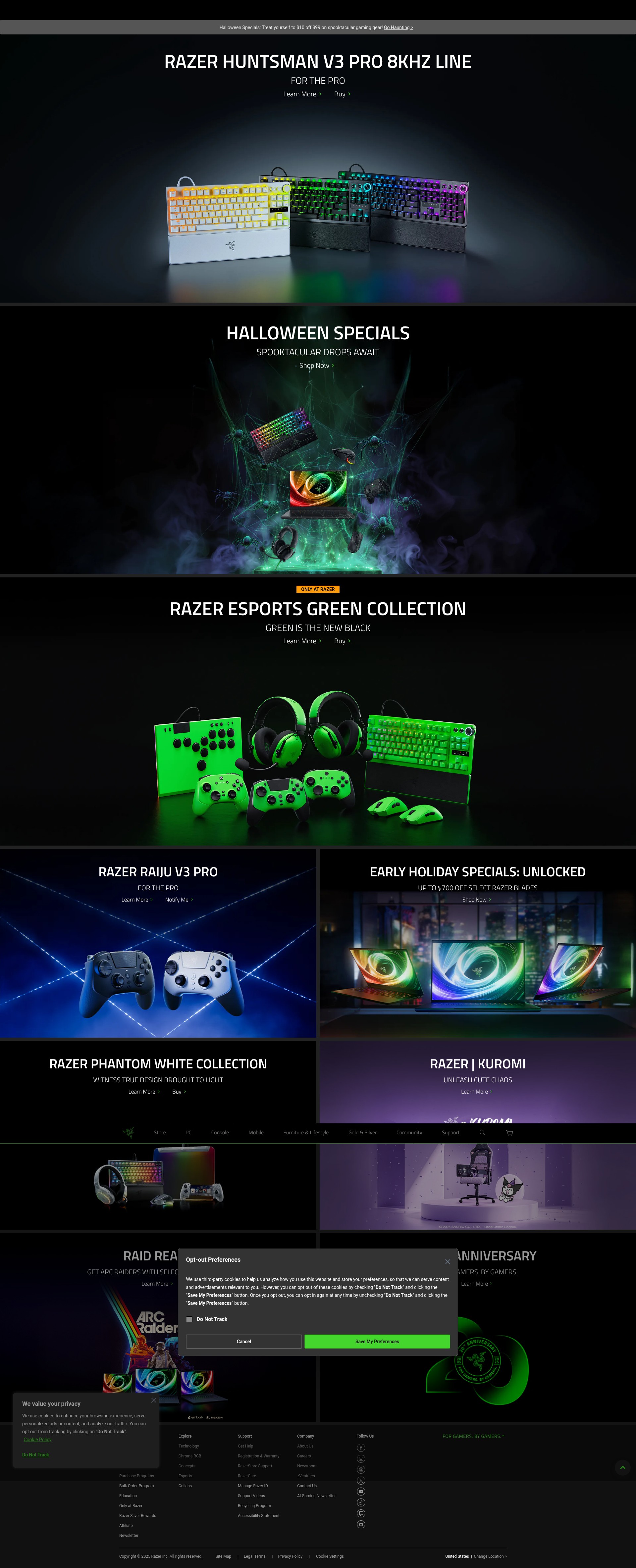 Screenshot of razer.com
