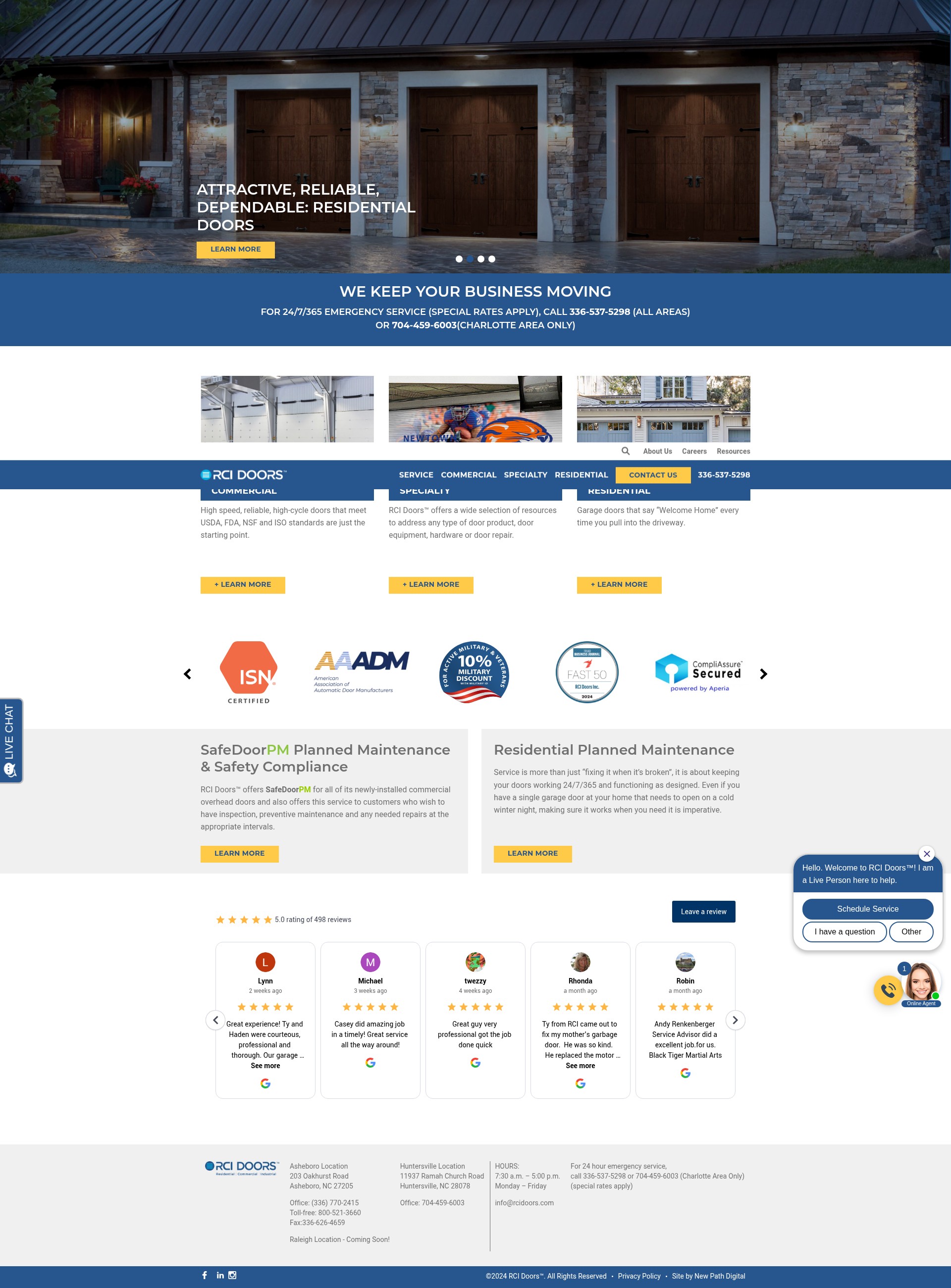 Screenshot of rcidoors.com