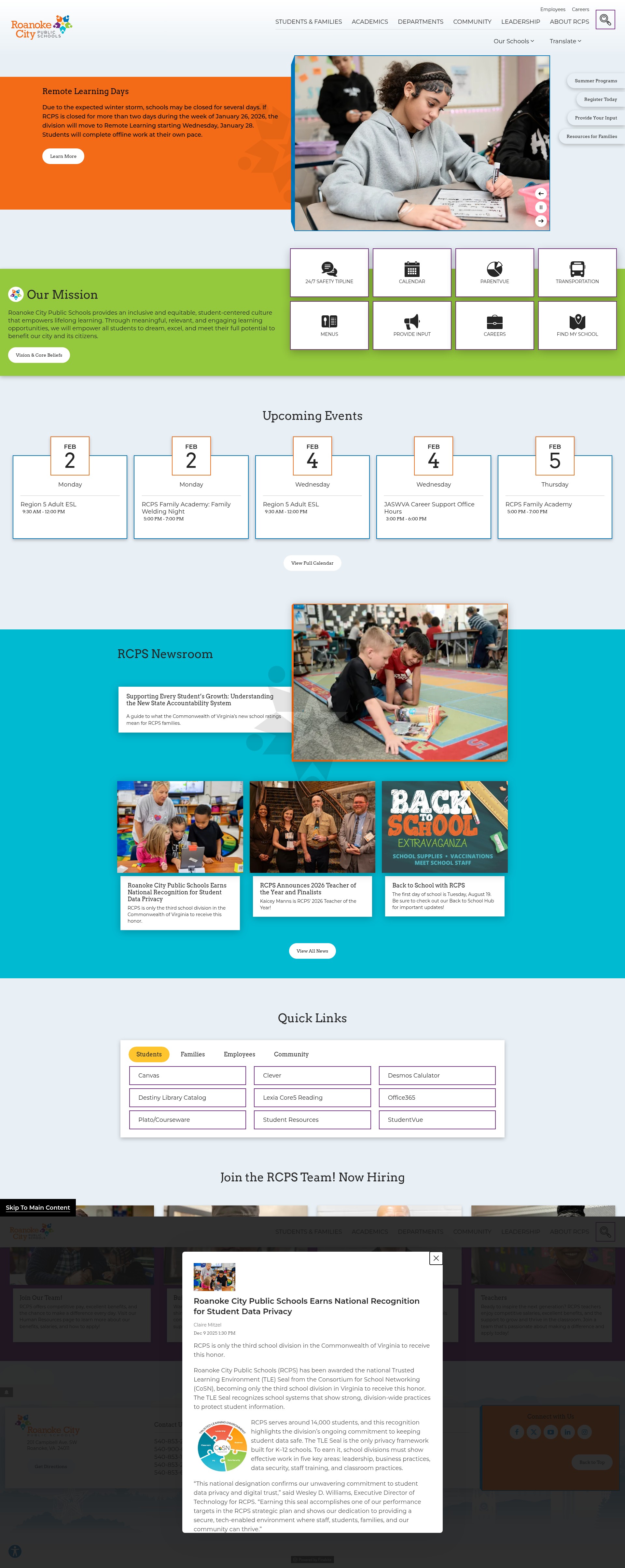 Screenshot of rcps.info