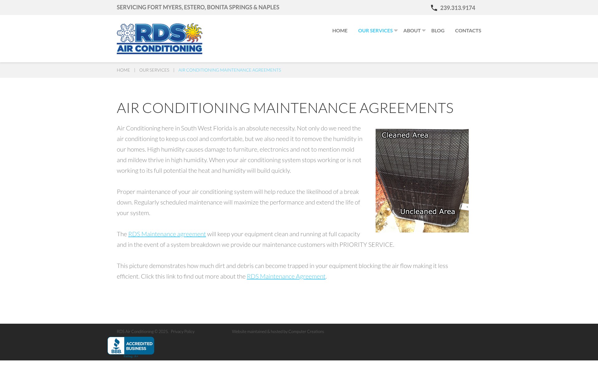 Screenshot of rdsairconditioning.com