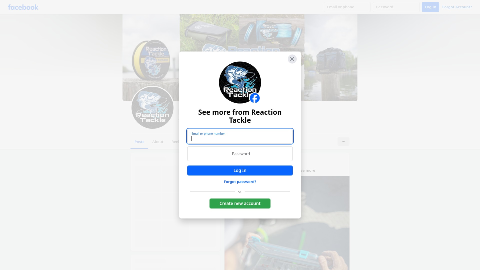 Screenshot of reactiontackle.com