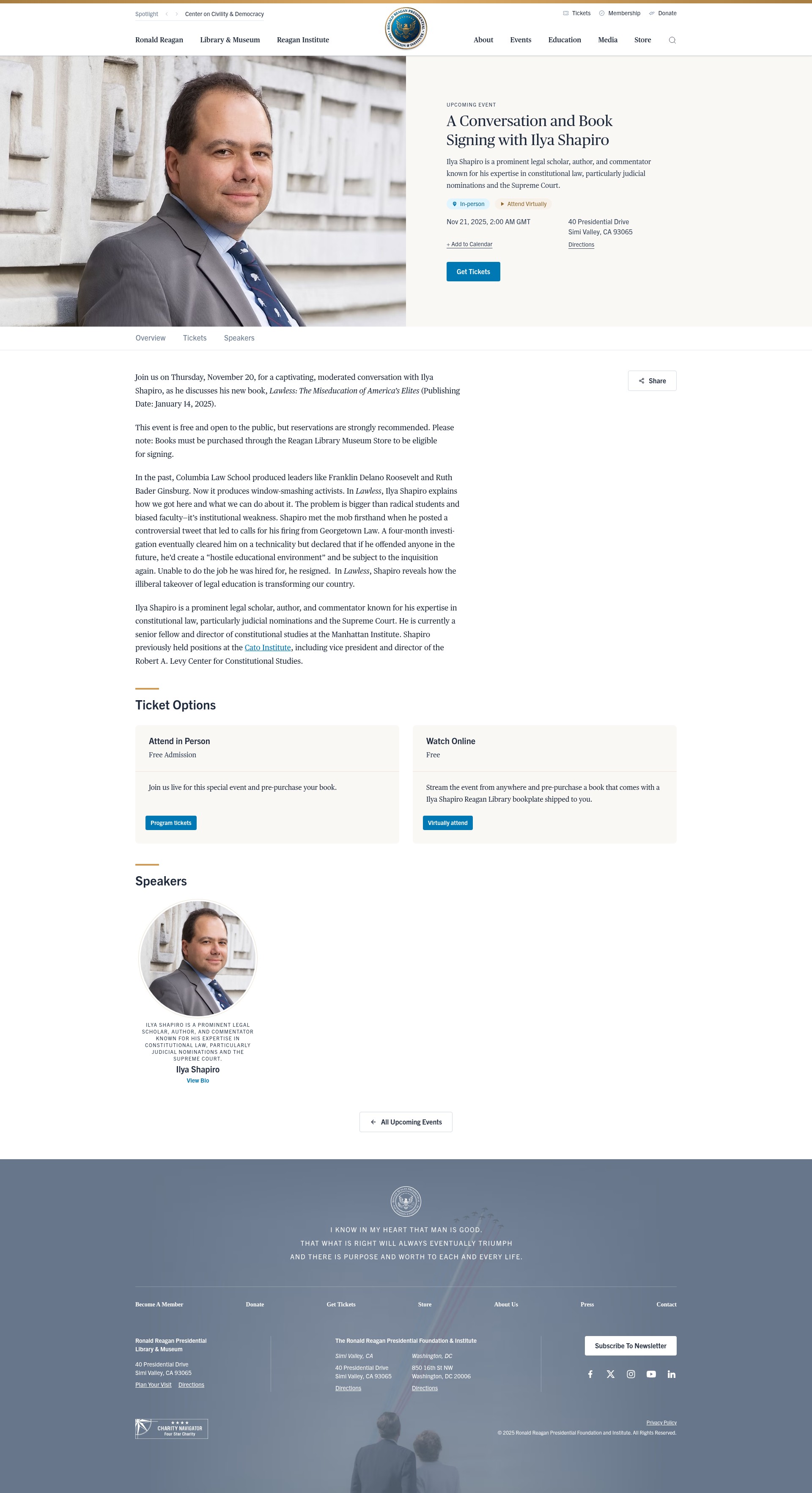 Screenshot of reaganfoundation.org