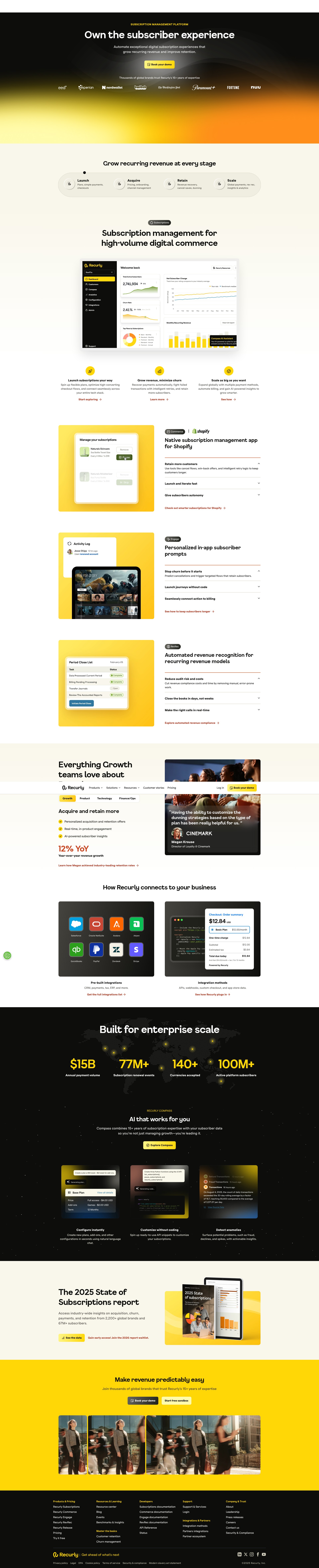 Screenshot of recurly.com