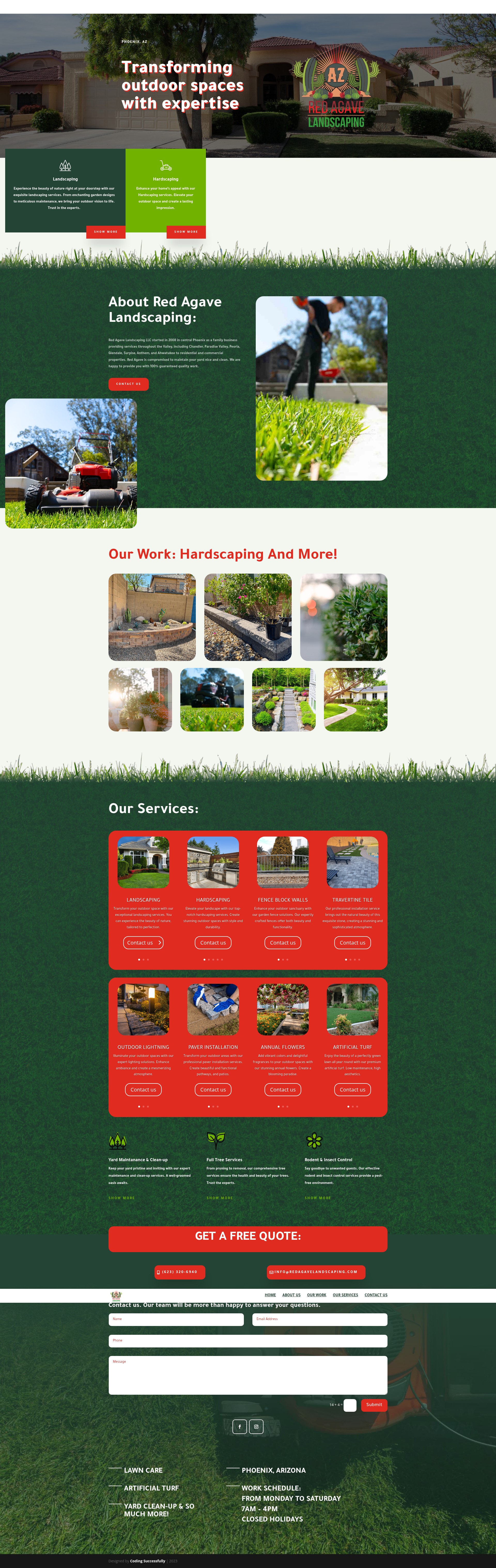 Screenshot of redagavelandscaping.com