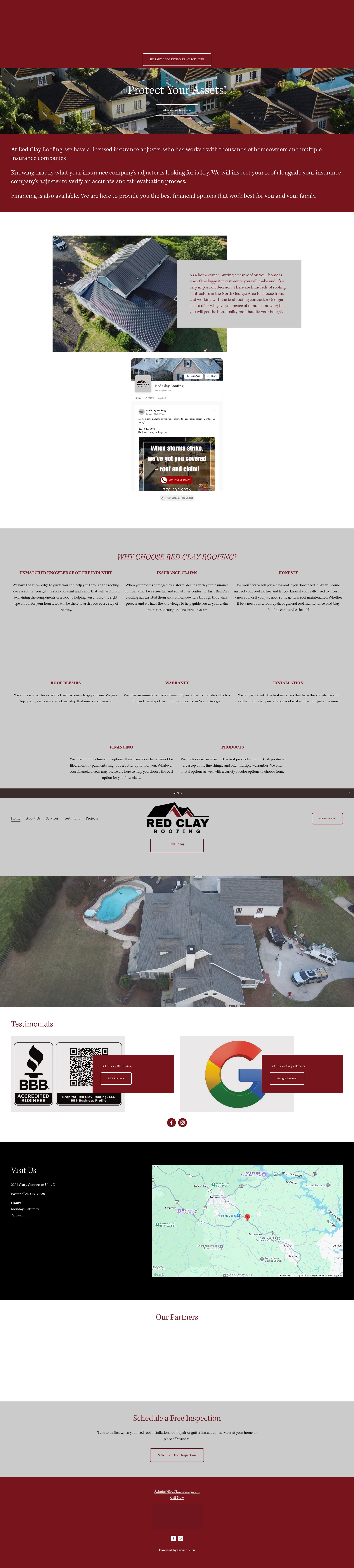 Screenshot of redclayroofing.com