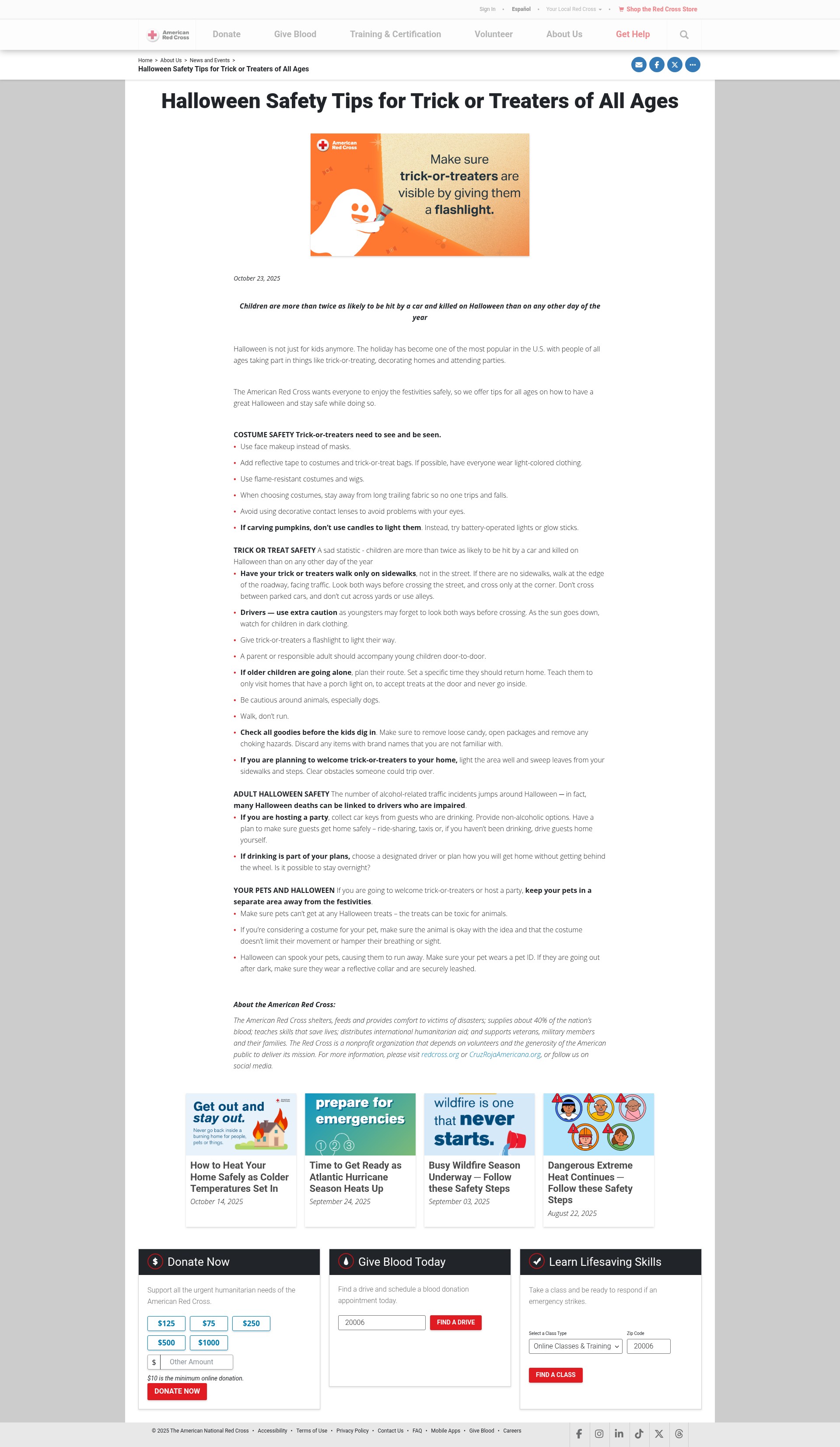 Screenshot of redcross.org