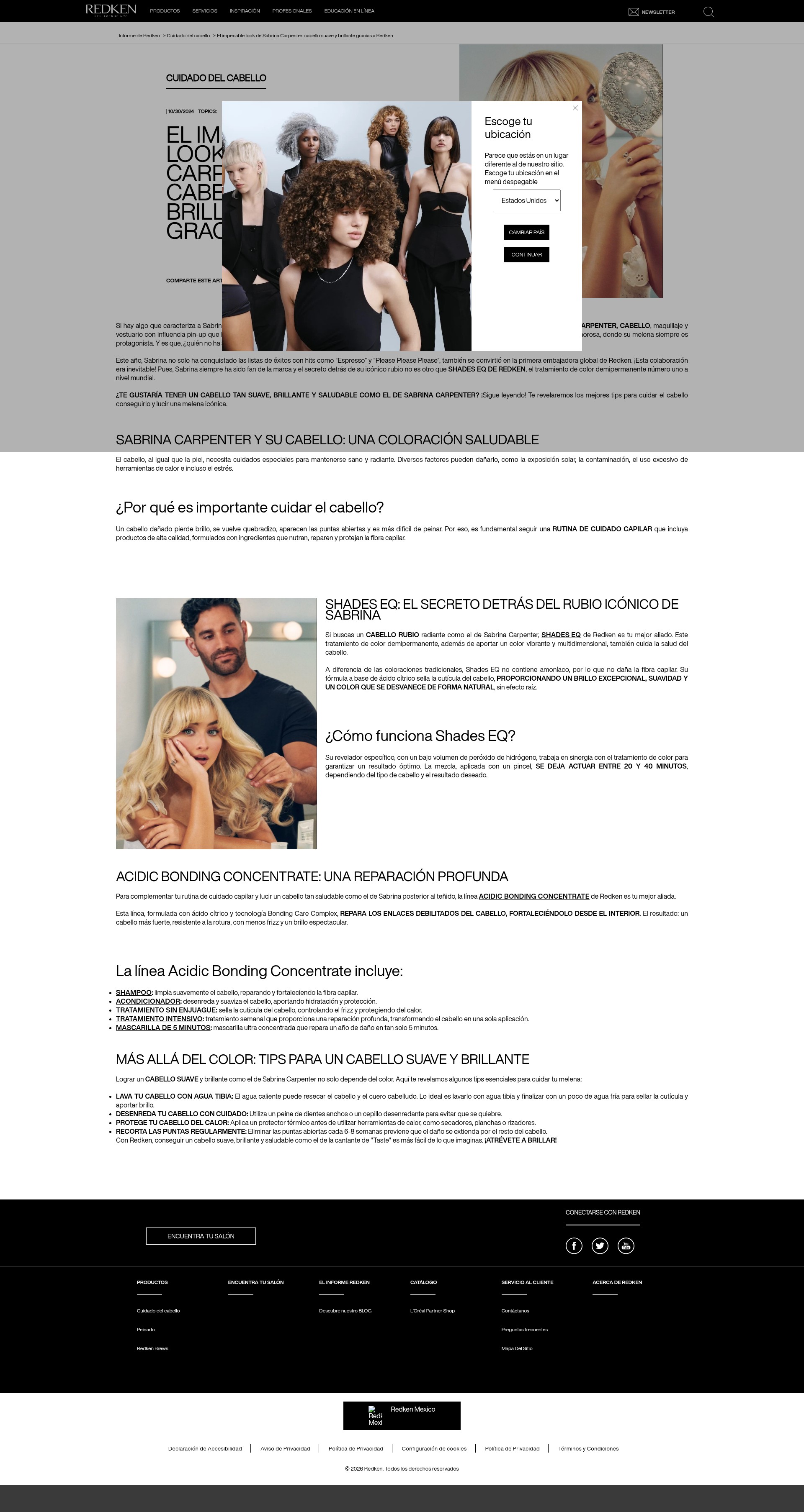 Screenshot of redken.com.mx
