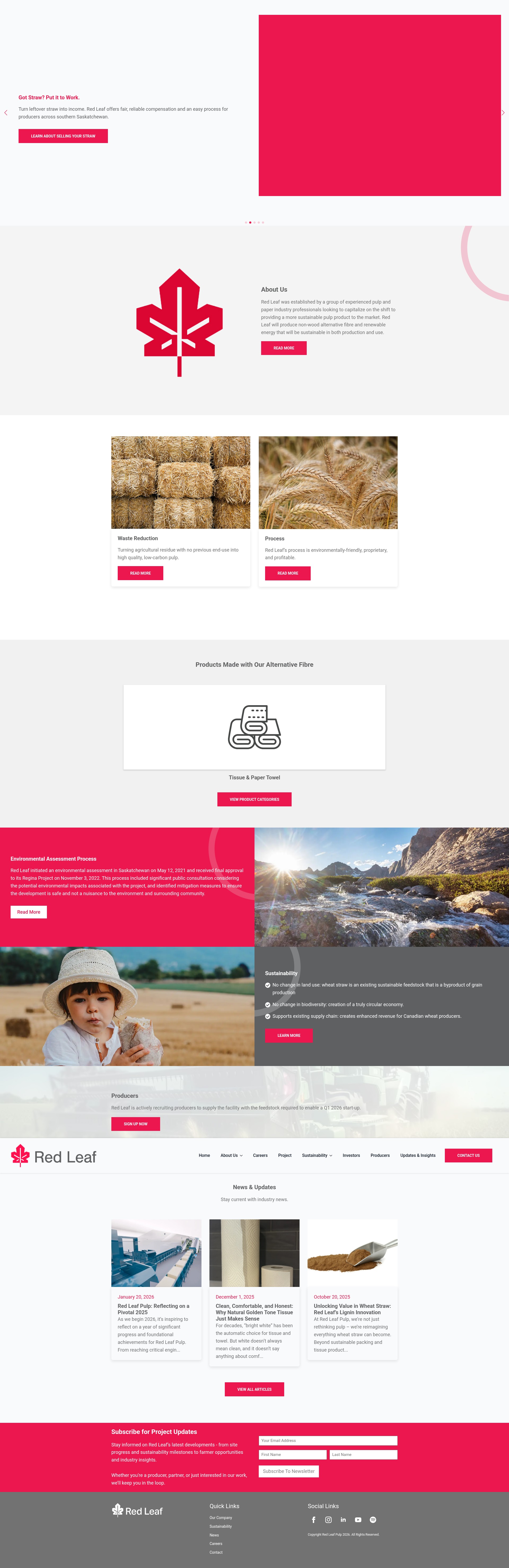 Screenshot of redleafpulp.com