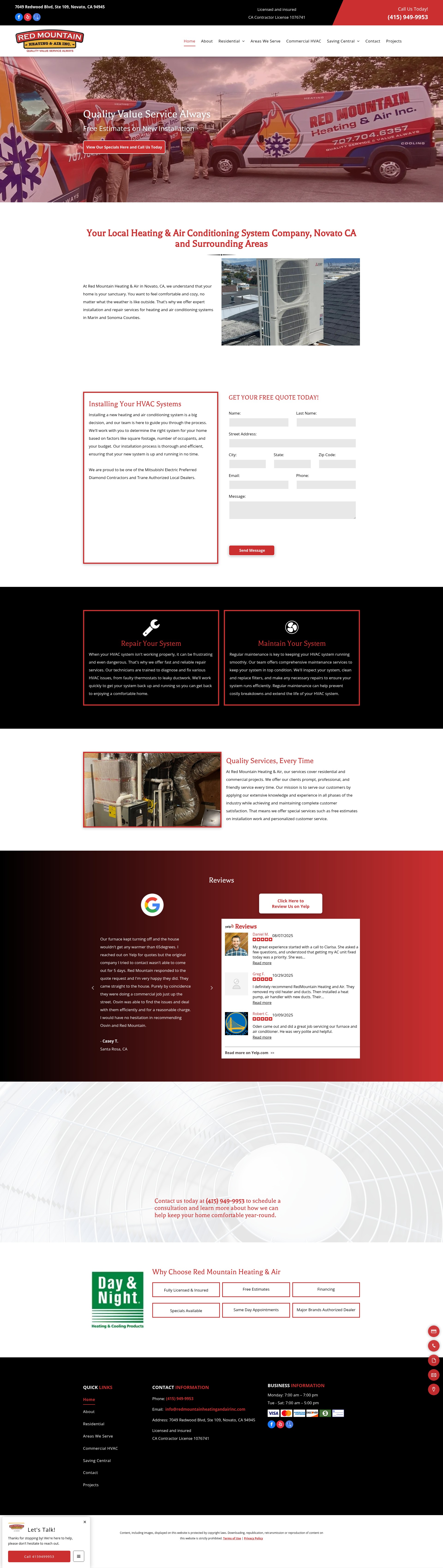 Screenshot of redmountainheatingandairinc.com