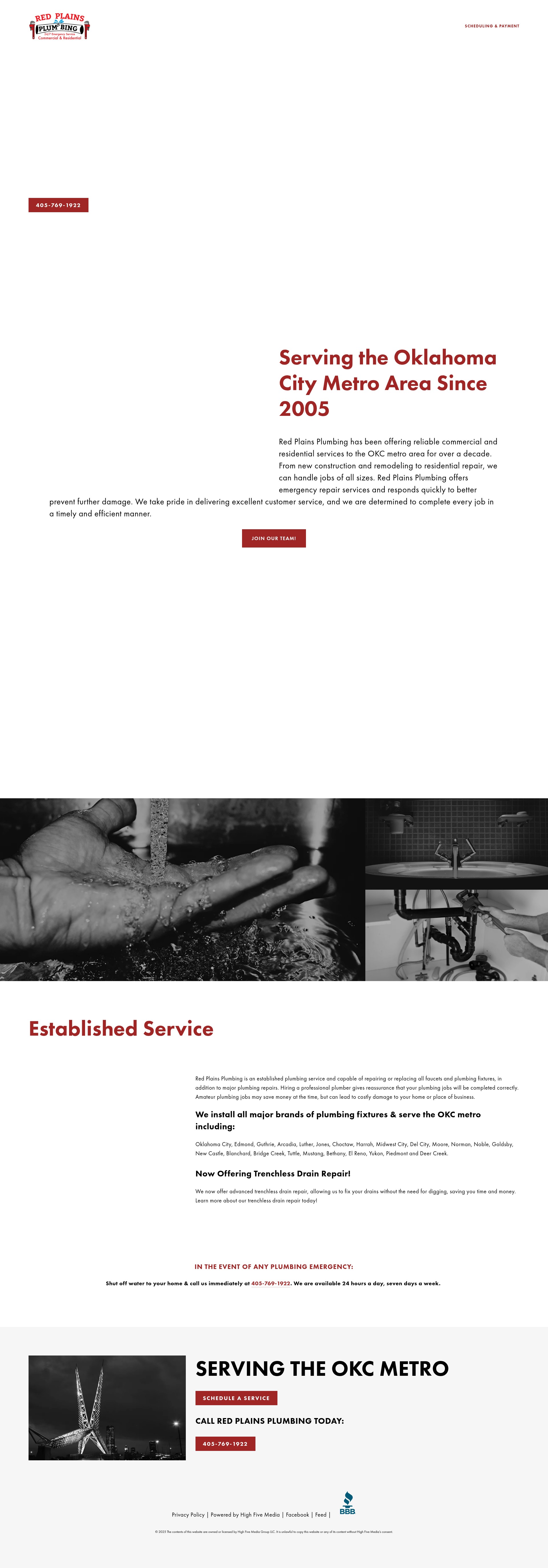 Screenshot of redplainsplumbingokc.com