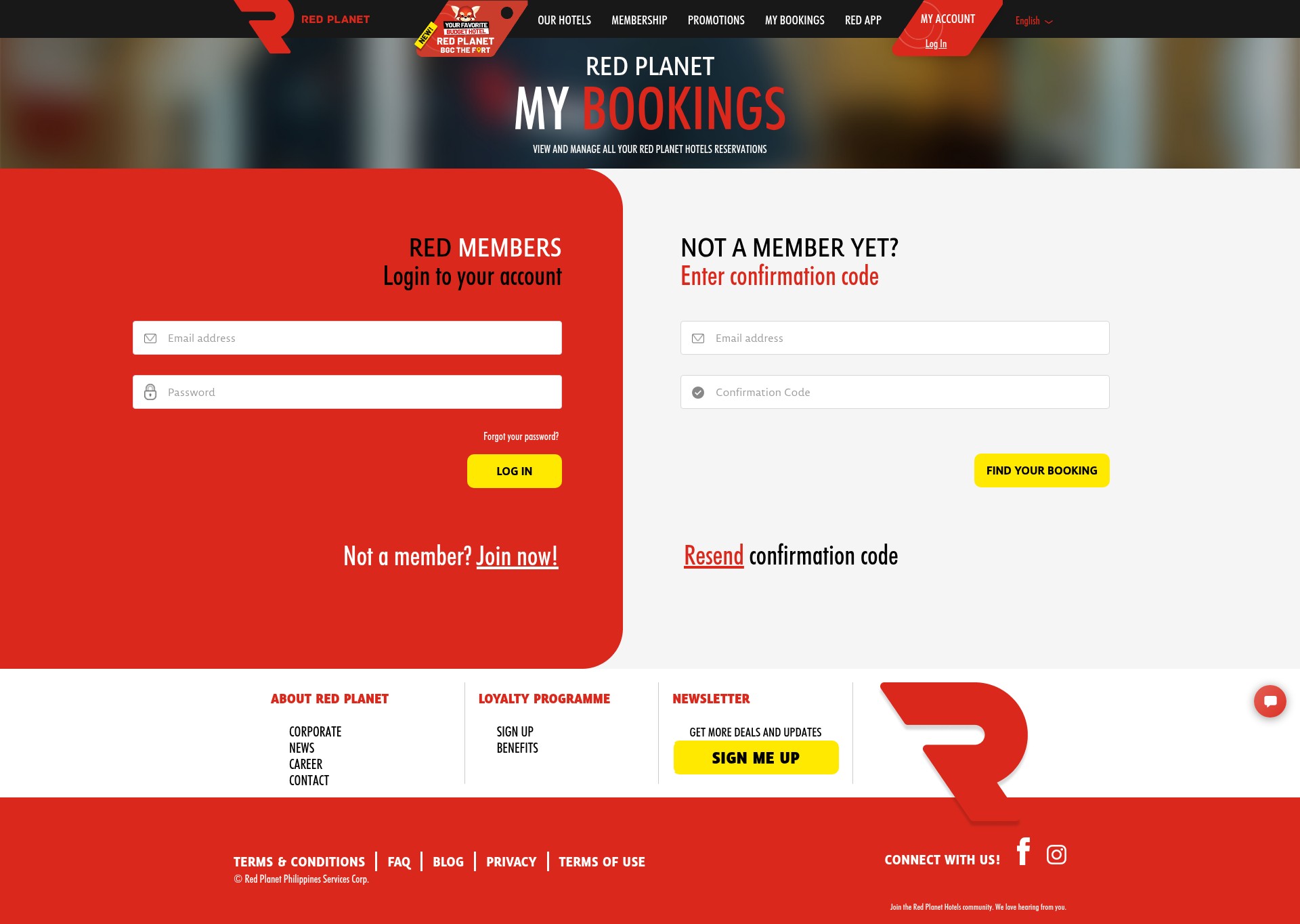 Screenshot of redplanethotels.com