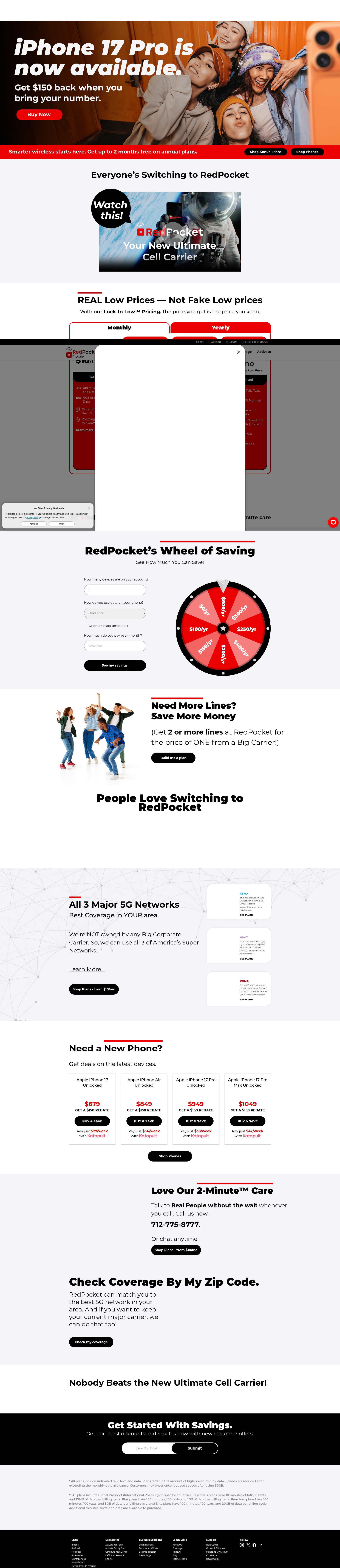 Screenshot of redpocket.com