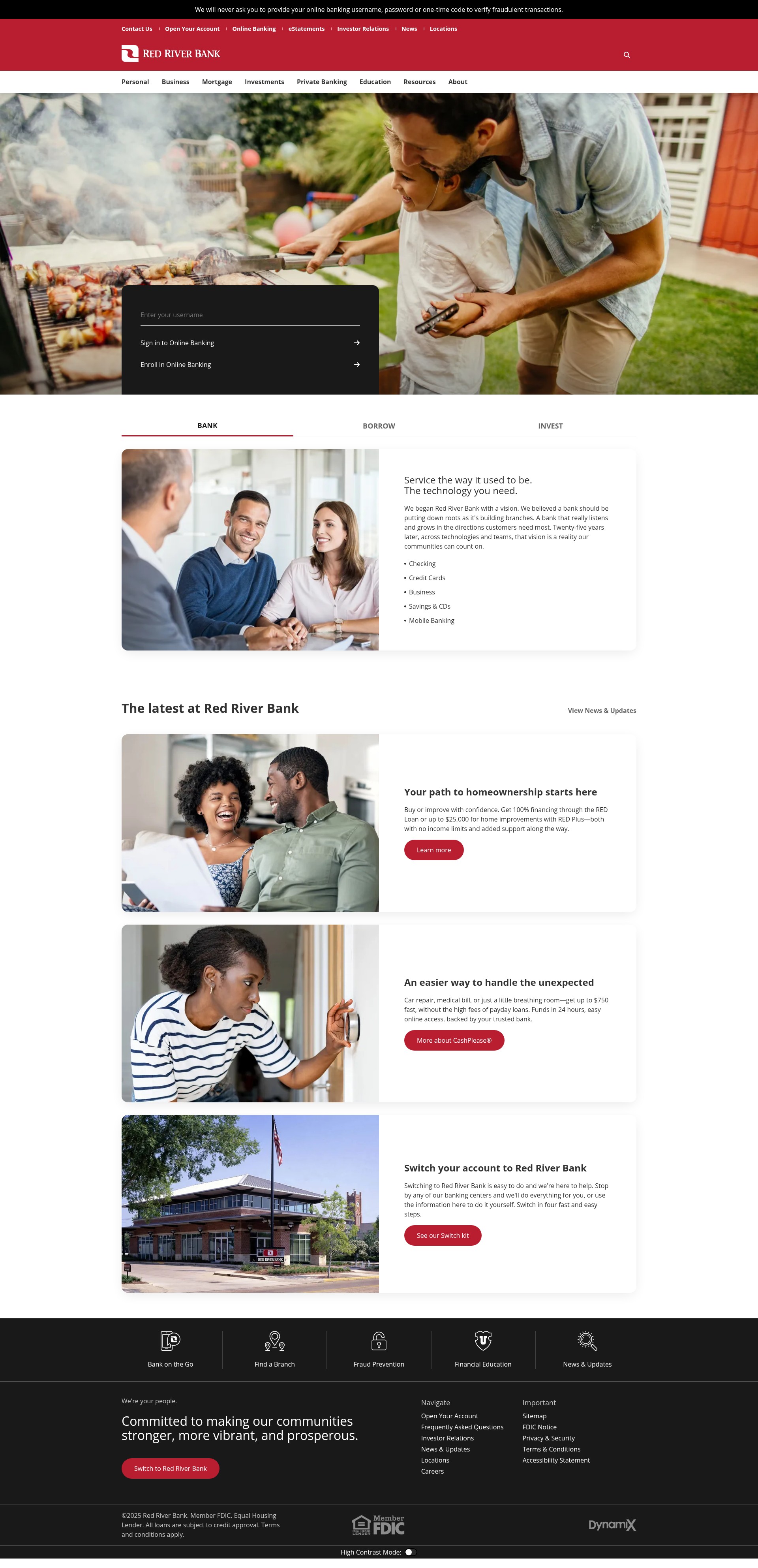 Screenshot of redriverbank.net