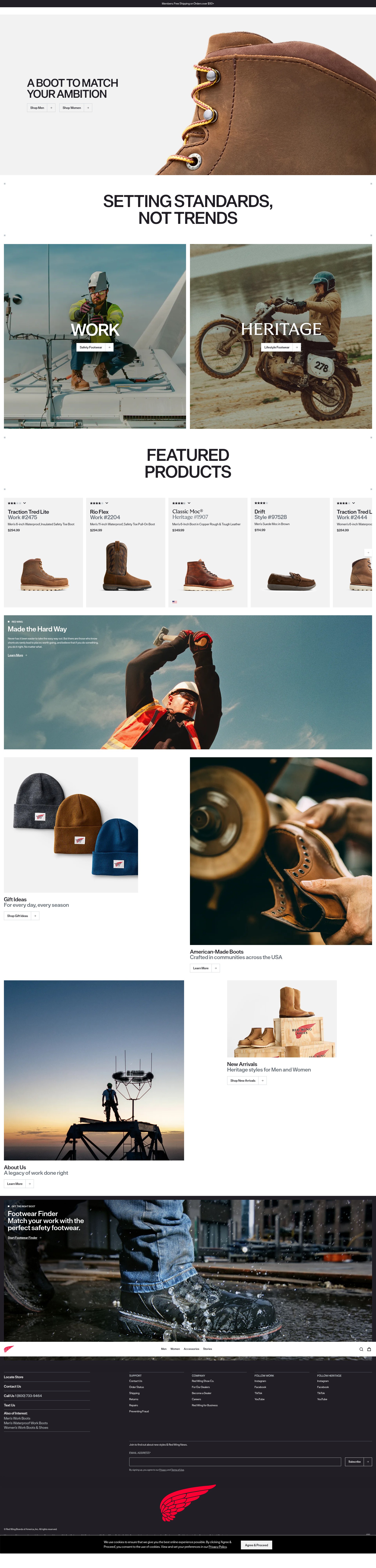 Screenshot of redwingshoes.com
