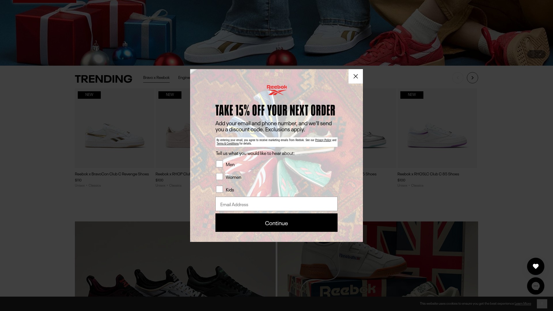 Screenshot of reebok.ca