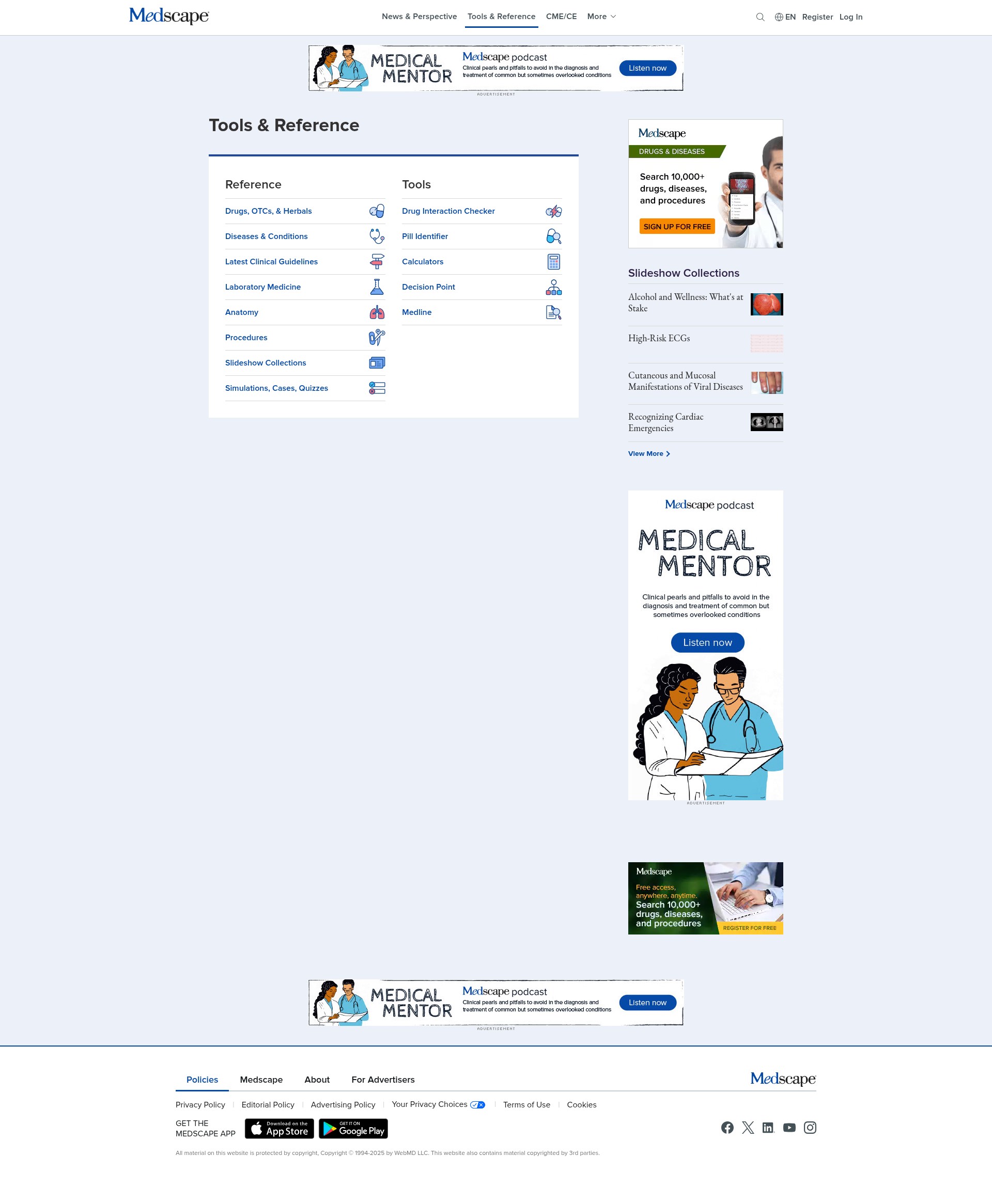 Screenshot of reference.medscape.com