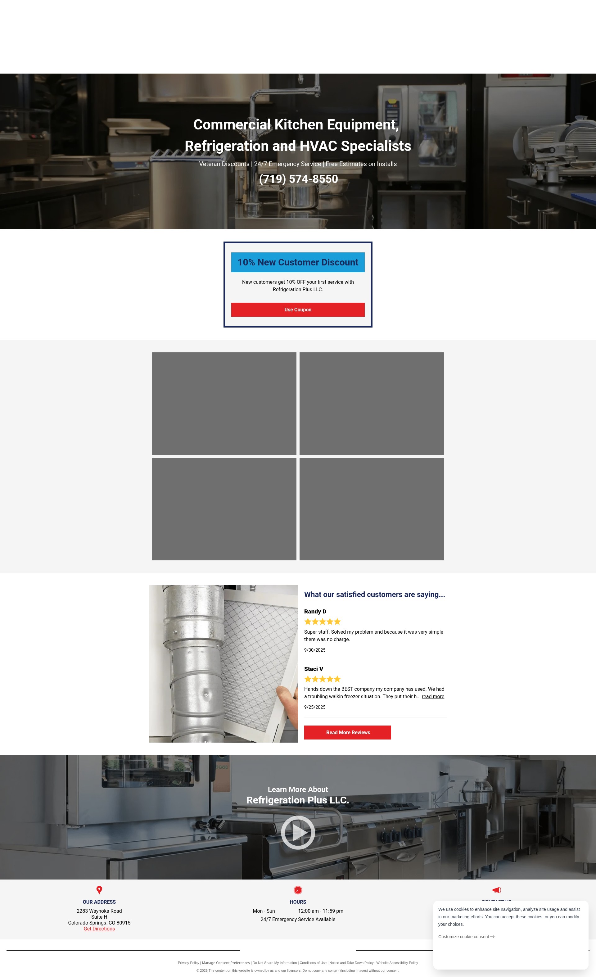 Screenshot of refrigerationplusllc.com
