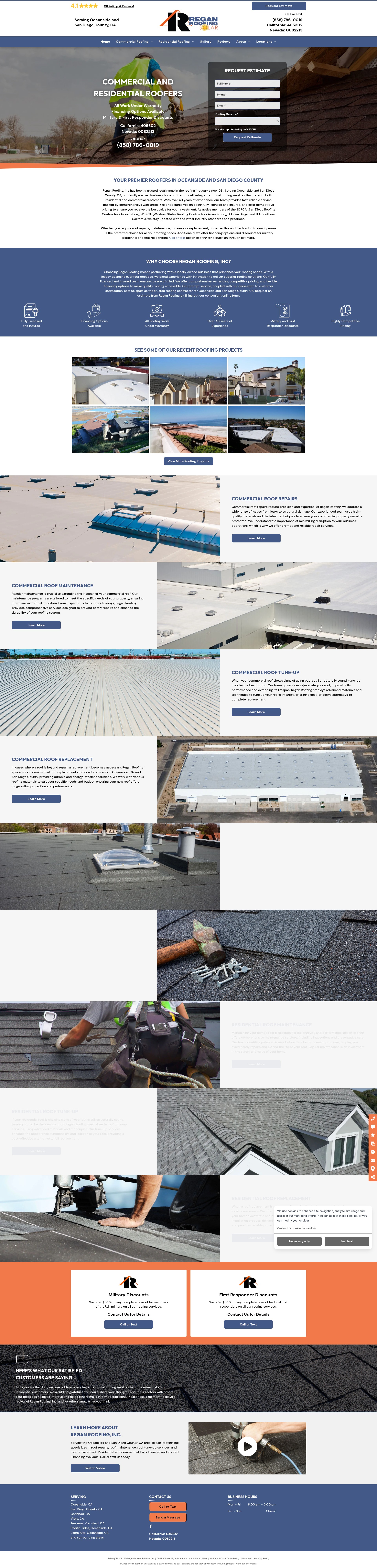 Screenshot of regan-roofing.com