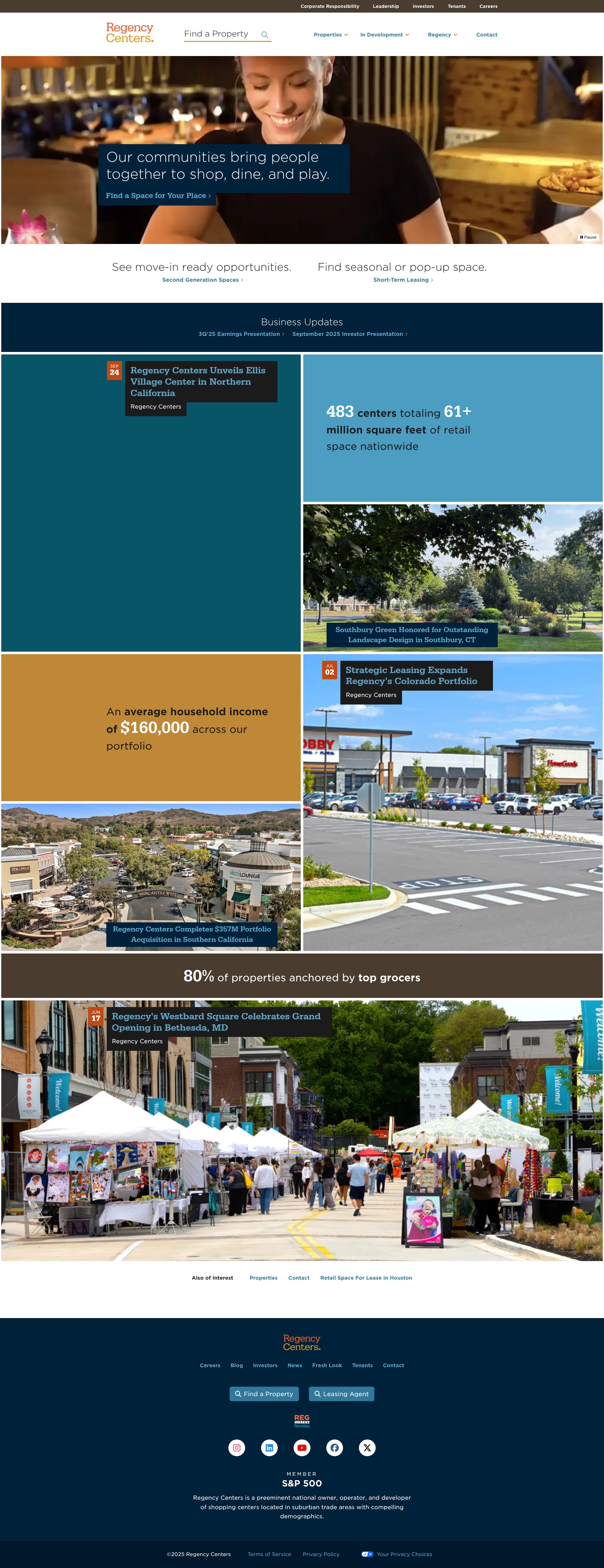 Screenshot of regencycenters.com