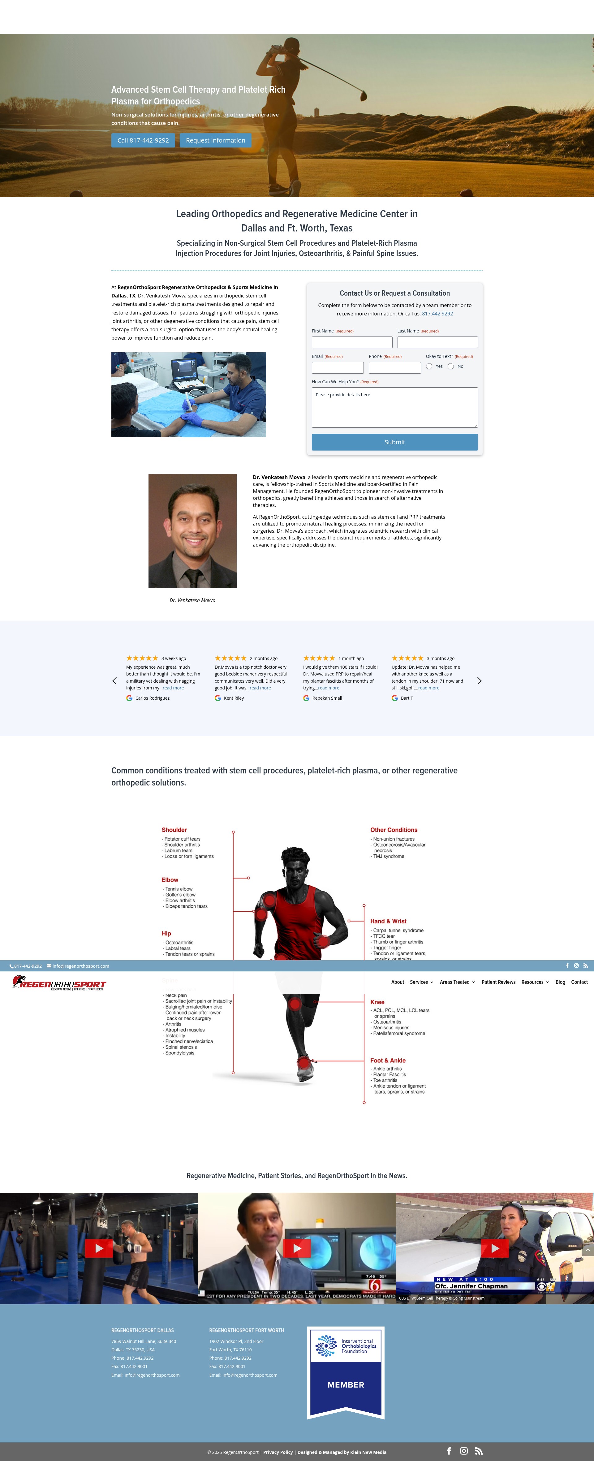 Screenshot of regenorthosport.com