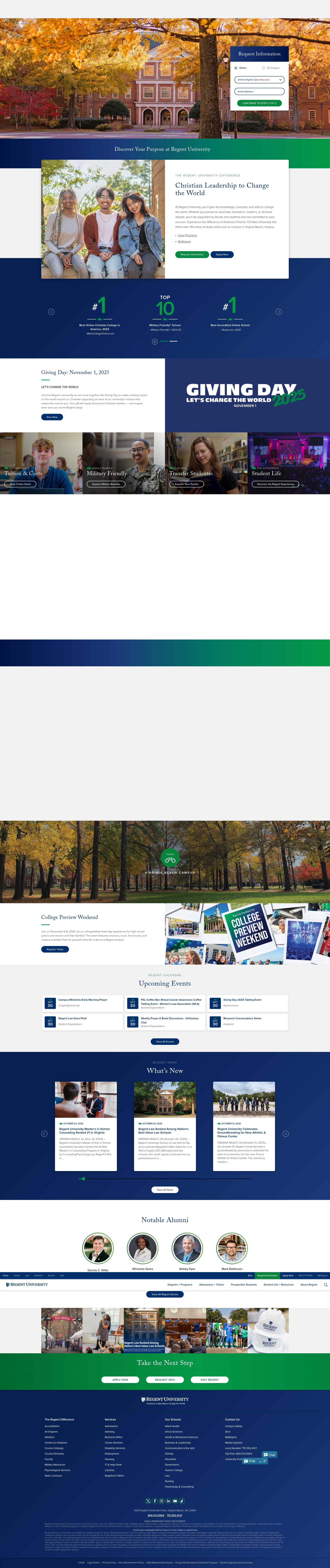 Screenshot of regent.edu