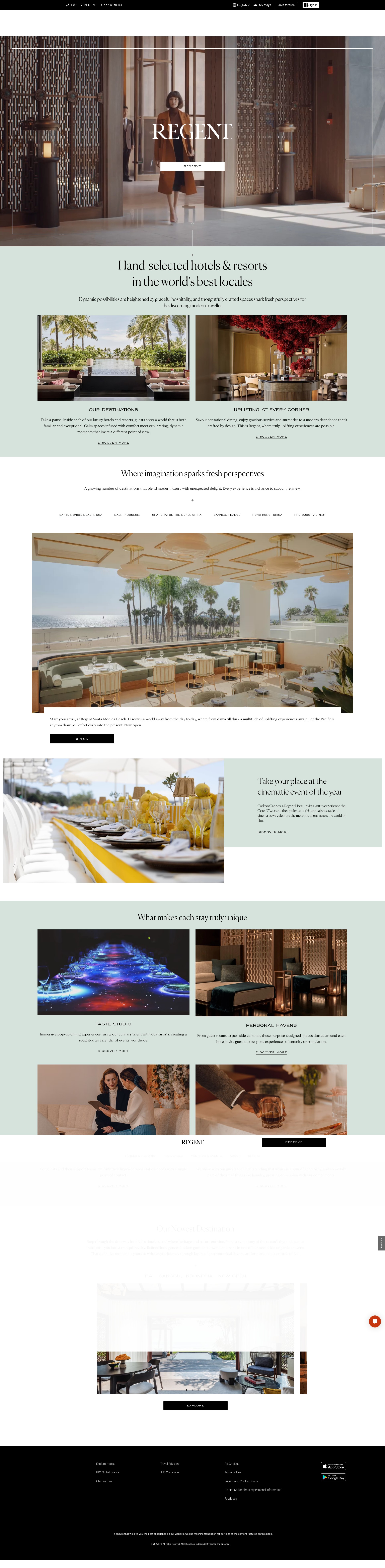 Screenshot of regenthotels.com