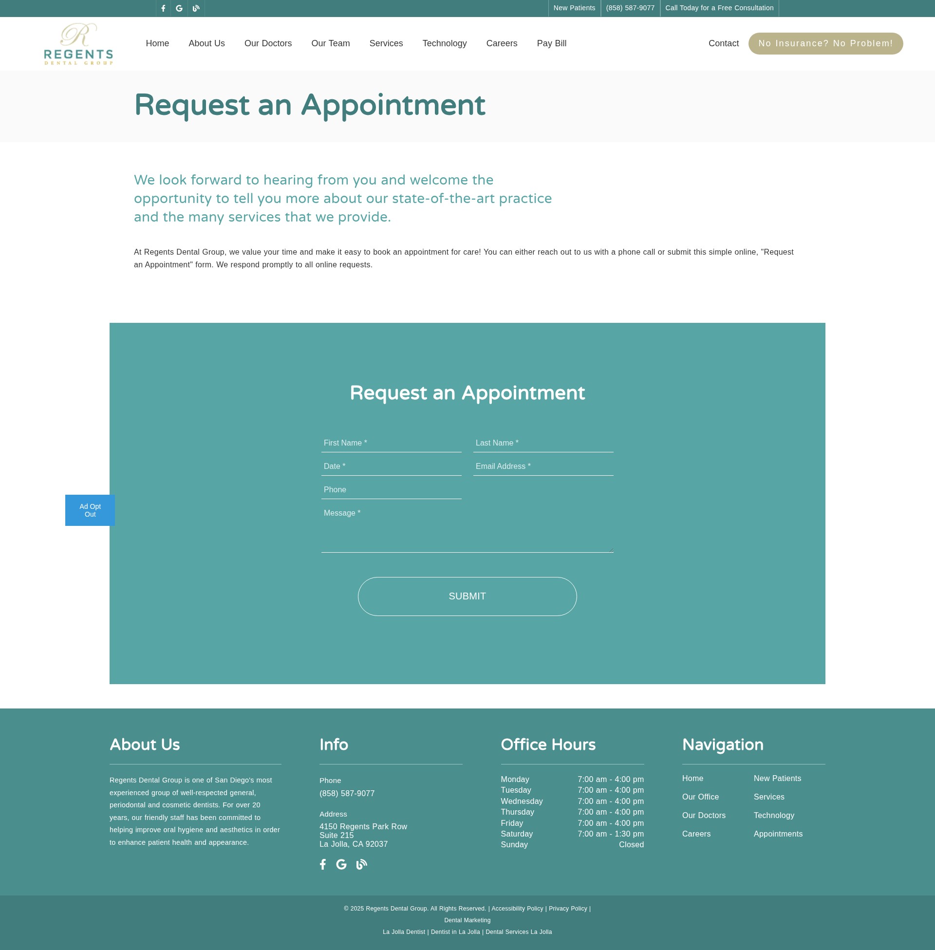 Screenshot of regentsdental.com