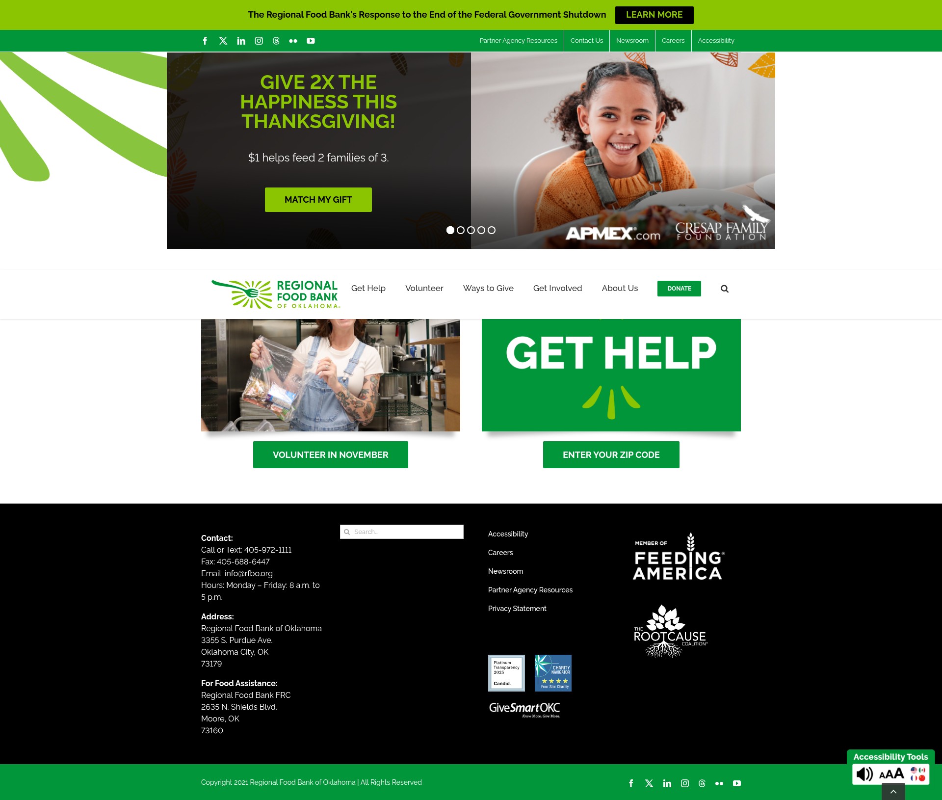 Screenshot of regionalfoodbank.org