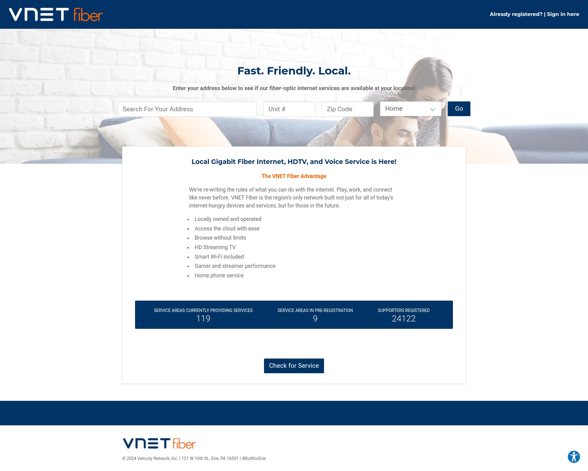 Screenshot of register.vnetfiber.com