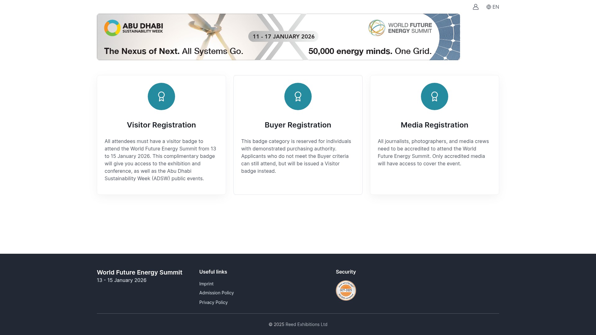 Screenshot of register.worldfutureenergysummit.com