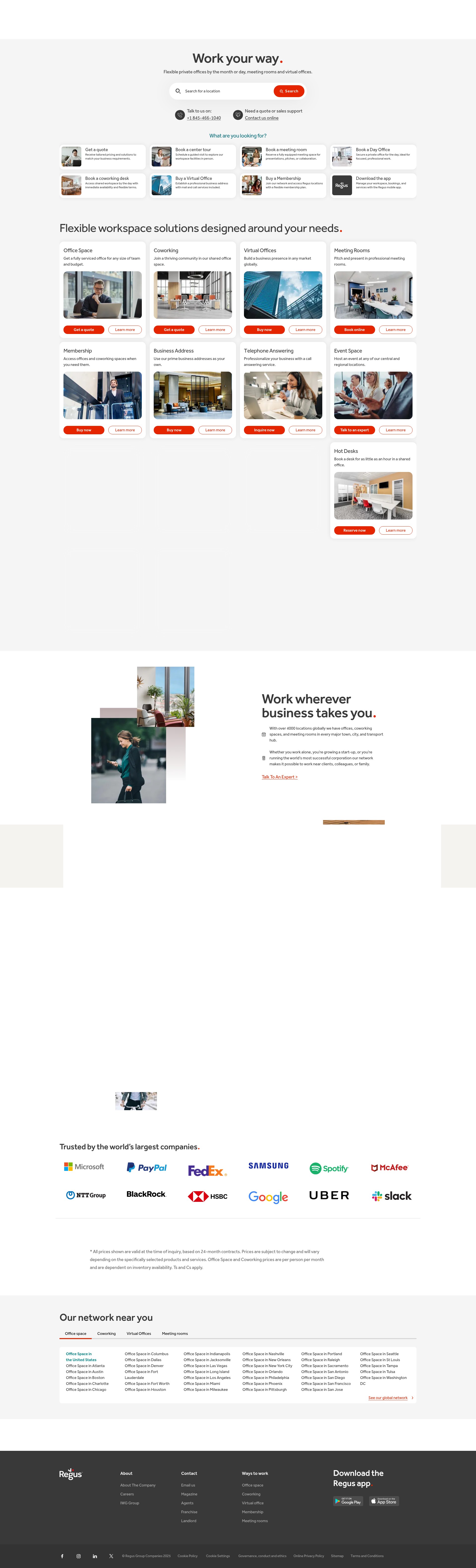 Screenshot of regus.com